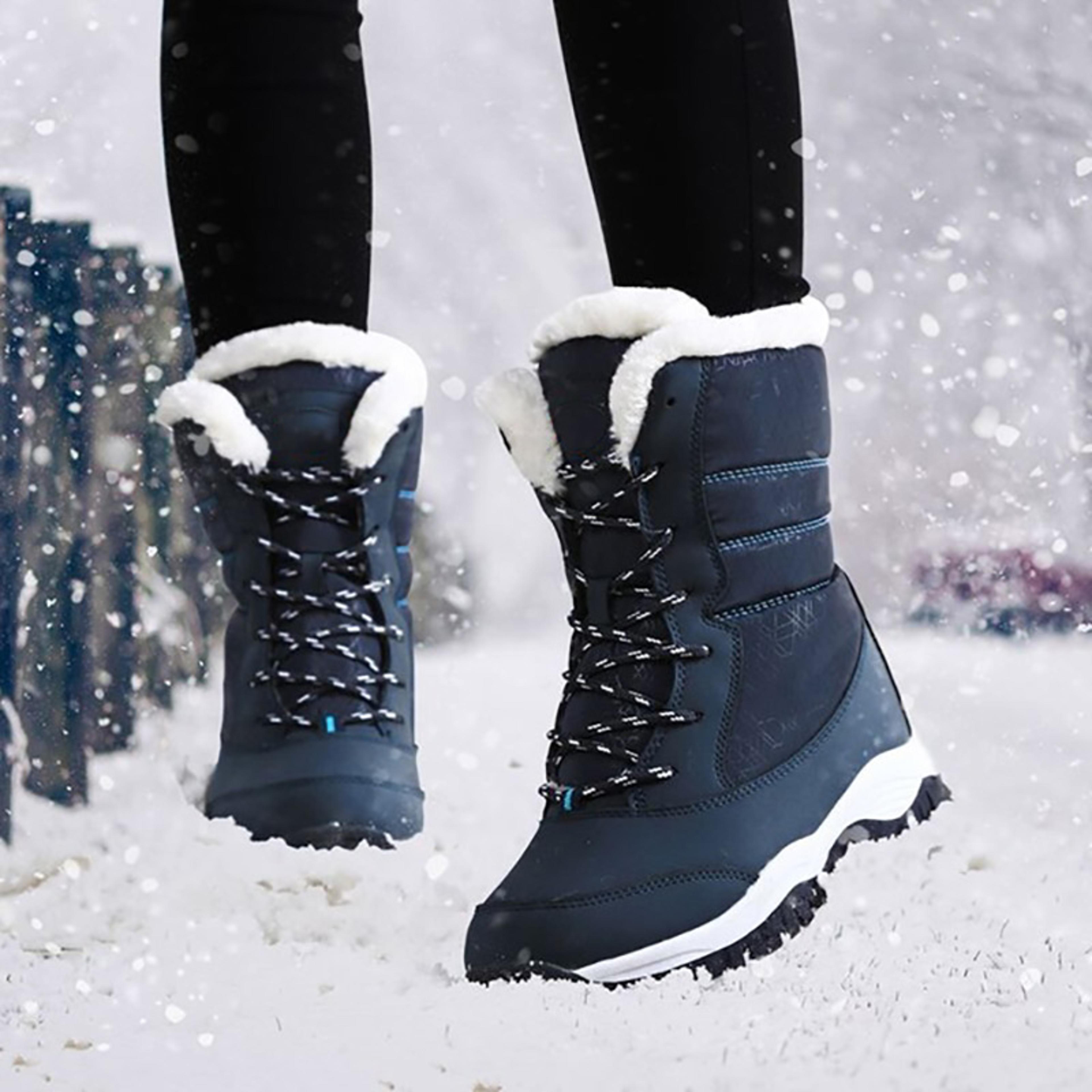 Winter Women Heels Boots Waterproof Platform Ankle Boots Plush Snow Boots Warm Outdoor Short Boots  2