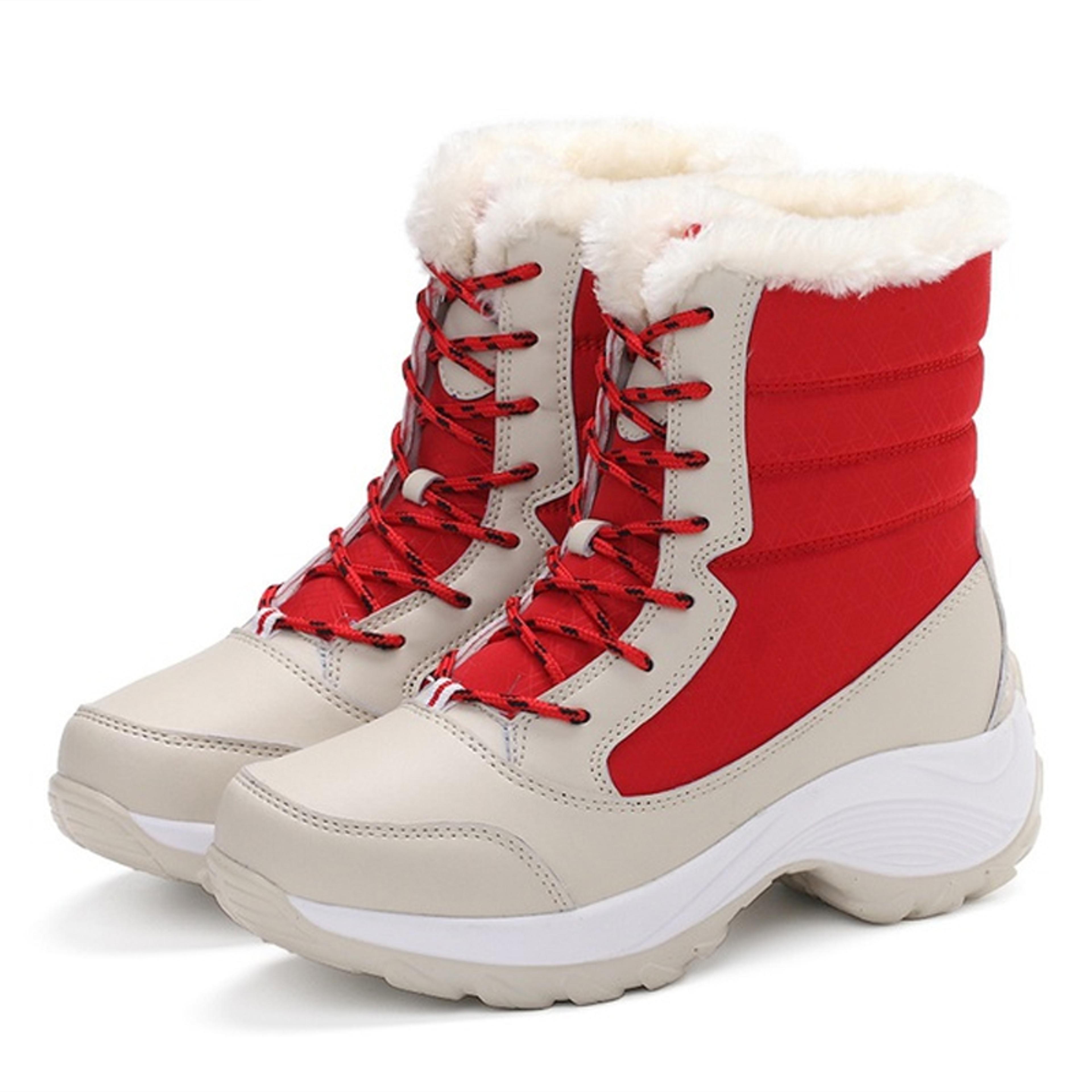 Women Snow Boots Waterproof Fur Wedges Platform Ankle Boots Nonslip Winter Thigh High Warm Shoes Fo 8