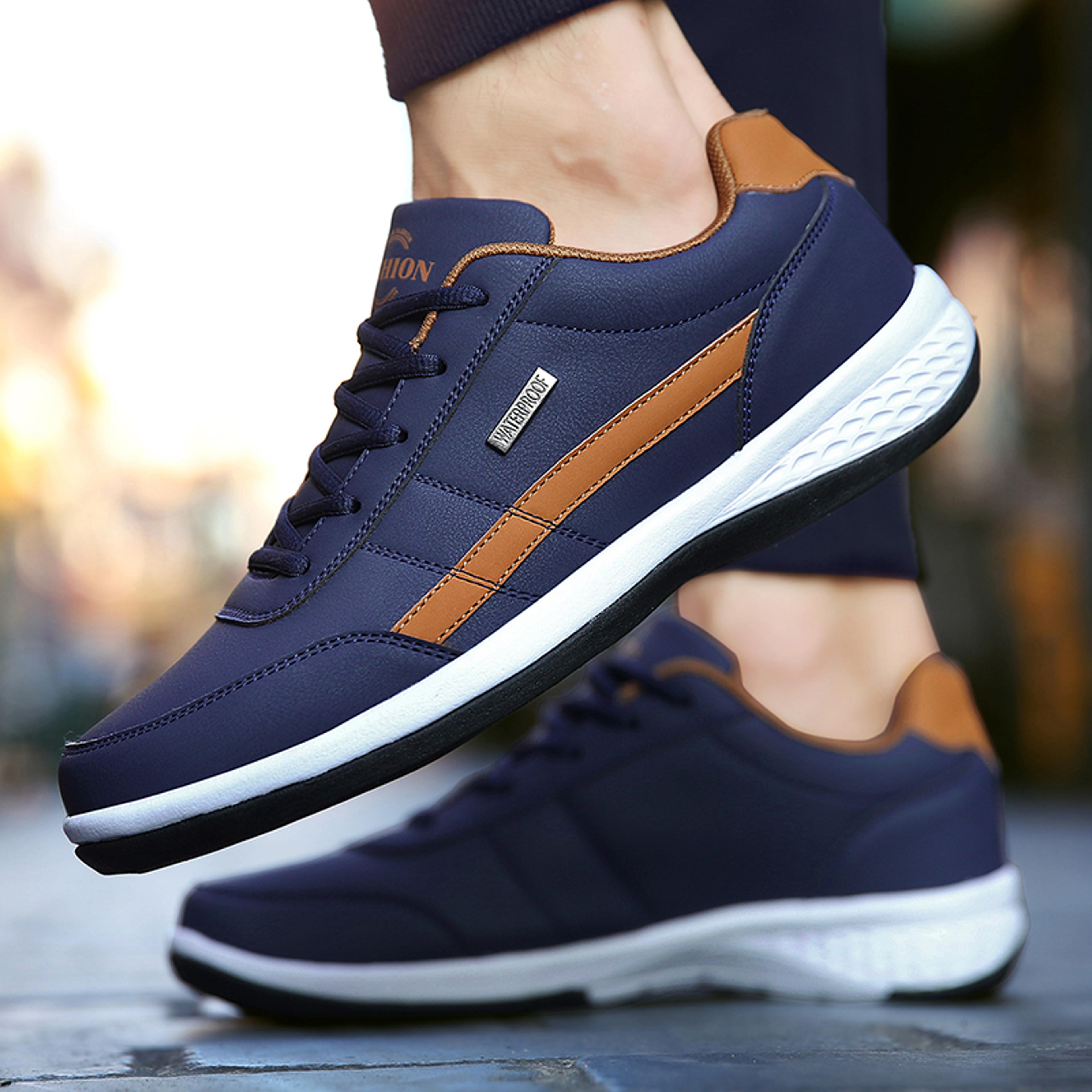 trendy leather men sneakers casual shoes non-slip italian breathable footwear leisure vulcanized male shoes