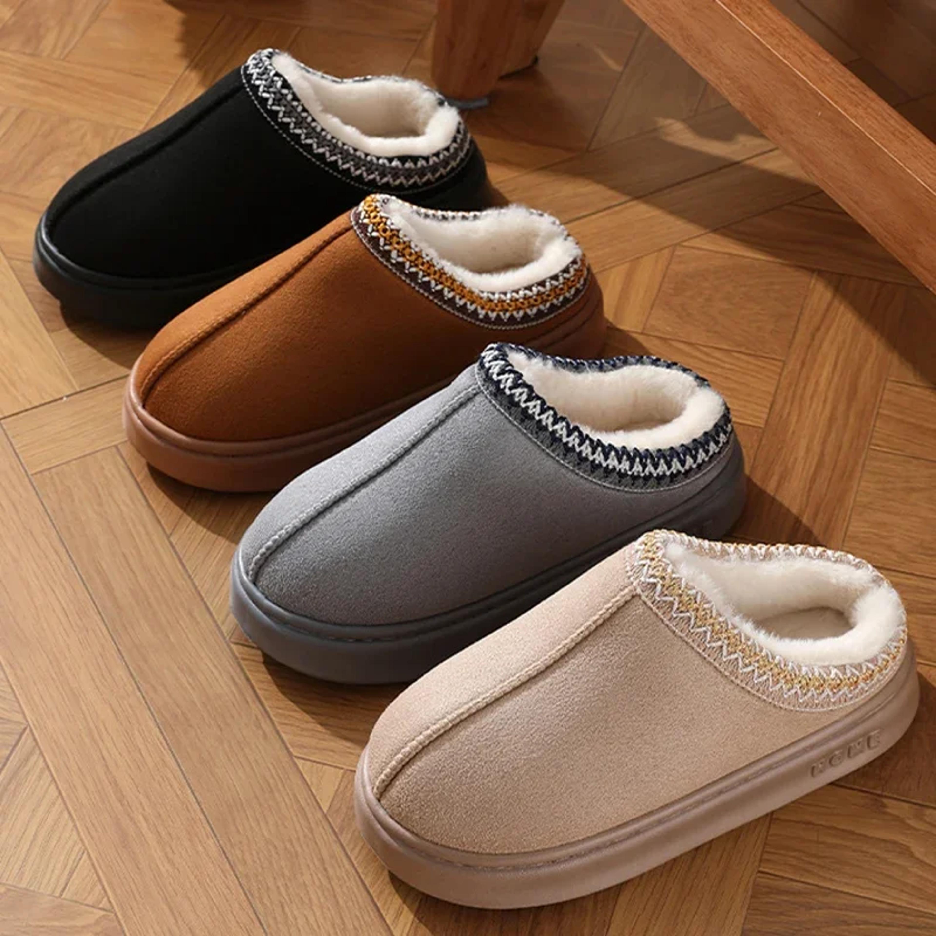 Plush Winter Home Cozy Slippers For Women Cotton Warm Non Slip Indoor Platform Shoes 1