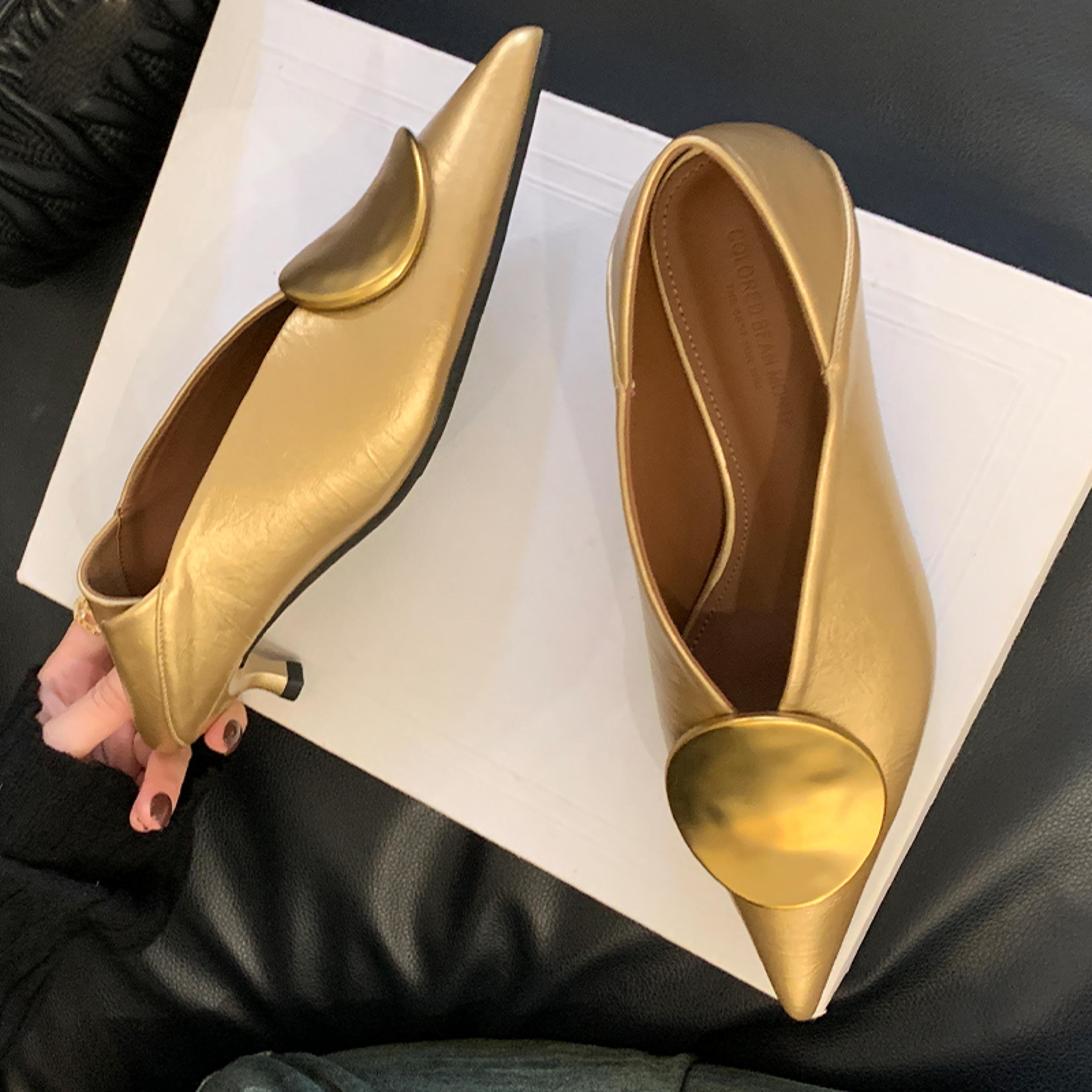 Designer Luxury Women Heeled Shoes Sexy Pumps With Pointed Toe Low Heels Summer Fashion Elegant 2