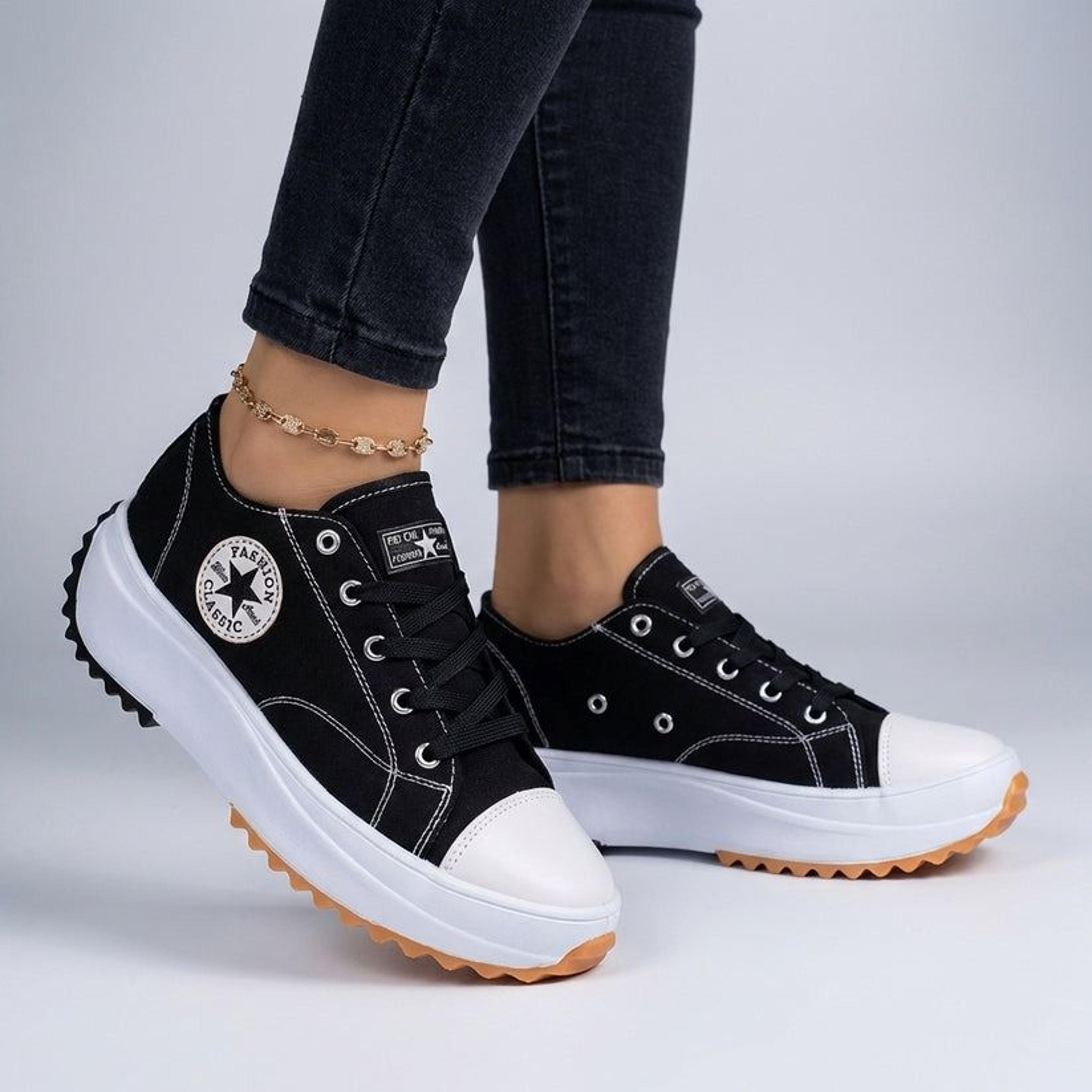 pattern womens casual lace-up canvas sneakers flat shoes