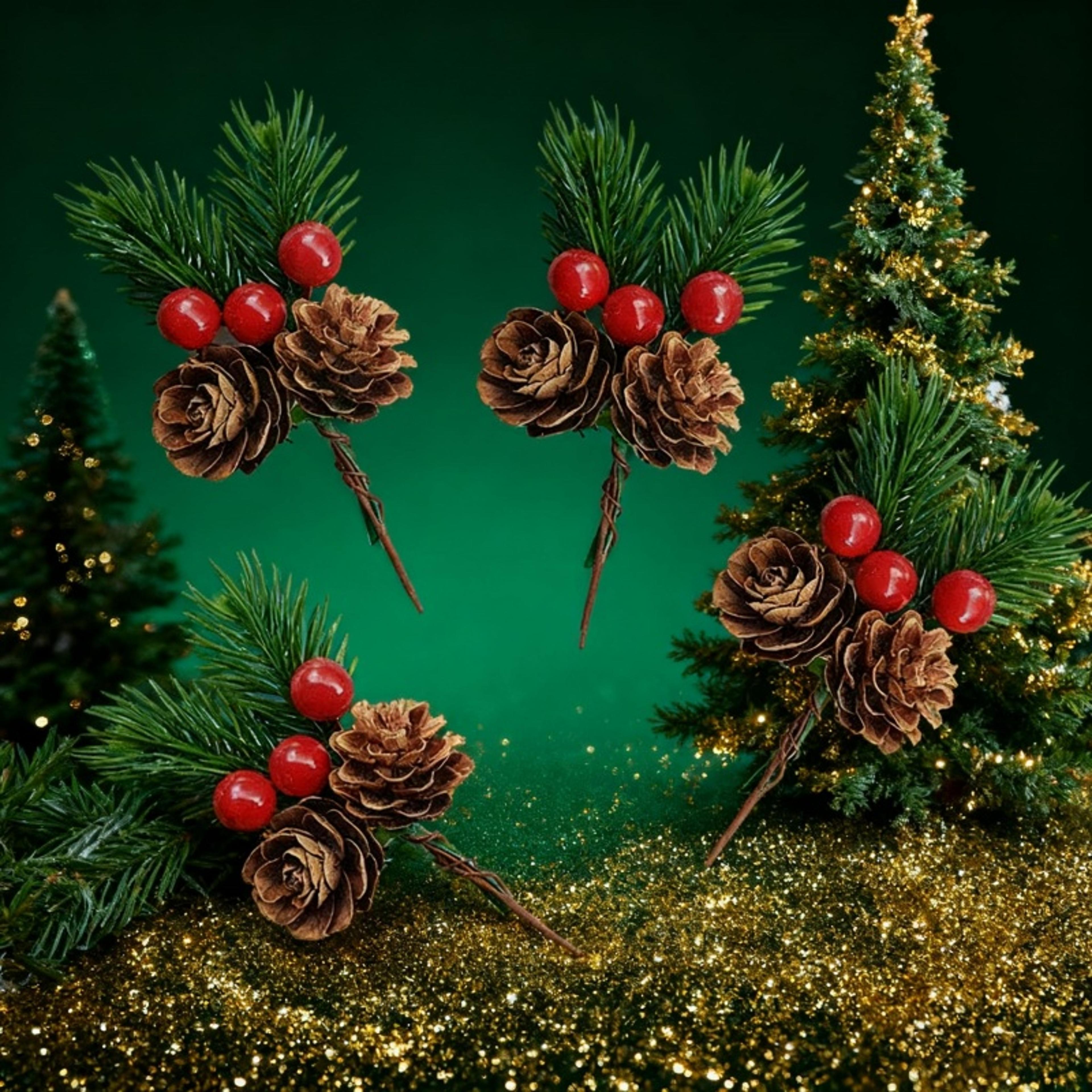 Simulation Flower Pine Tree Christmas Pine Needle Box Branches With Pine Cones Packaging Gift Decor 0