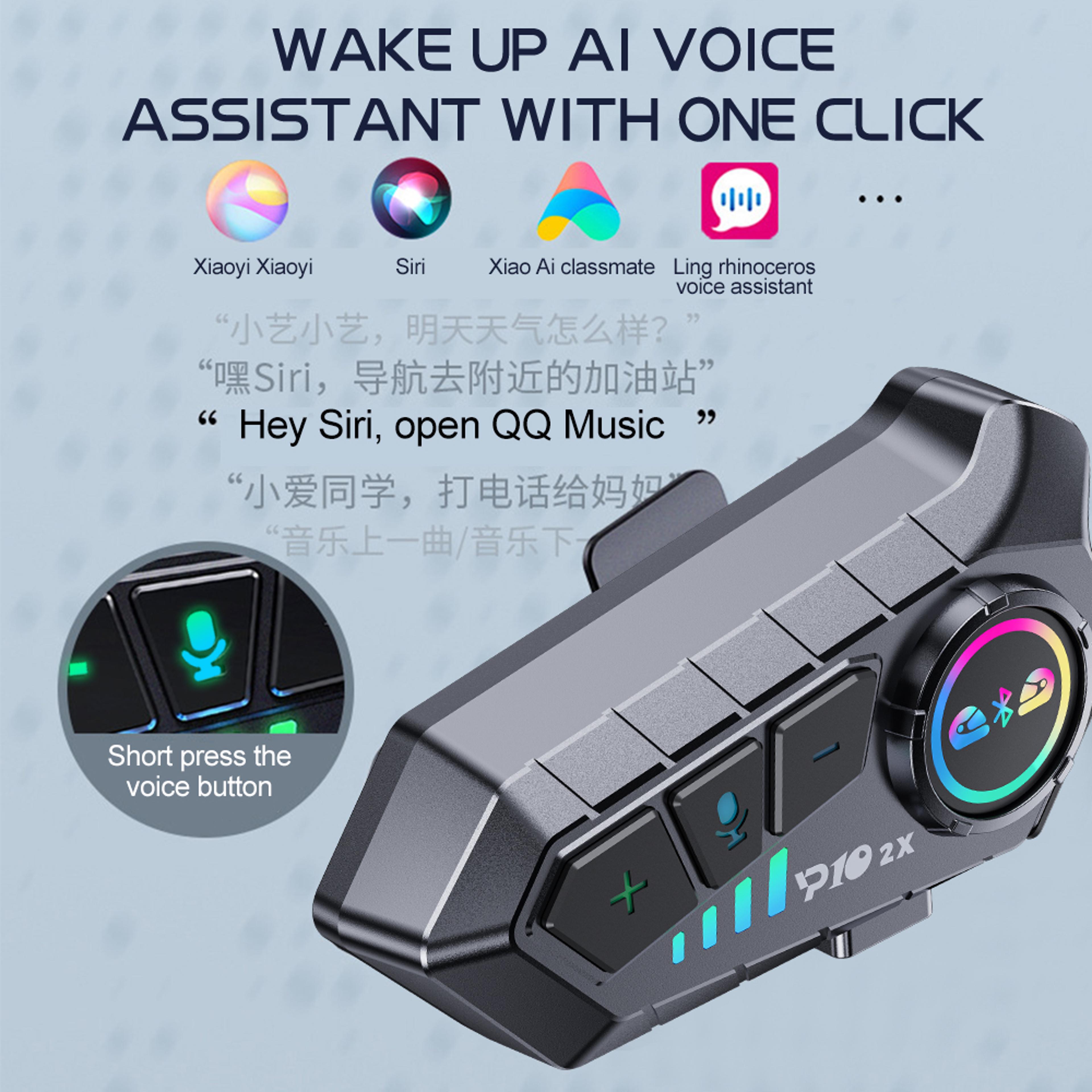 Helmet Bluetooth Intercom Headset Motorcycle 2 Riders Communication System Waterproof Music Sharing 3