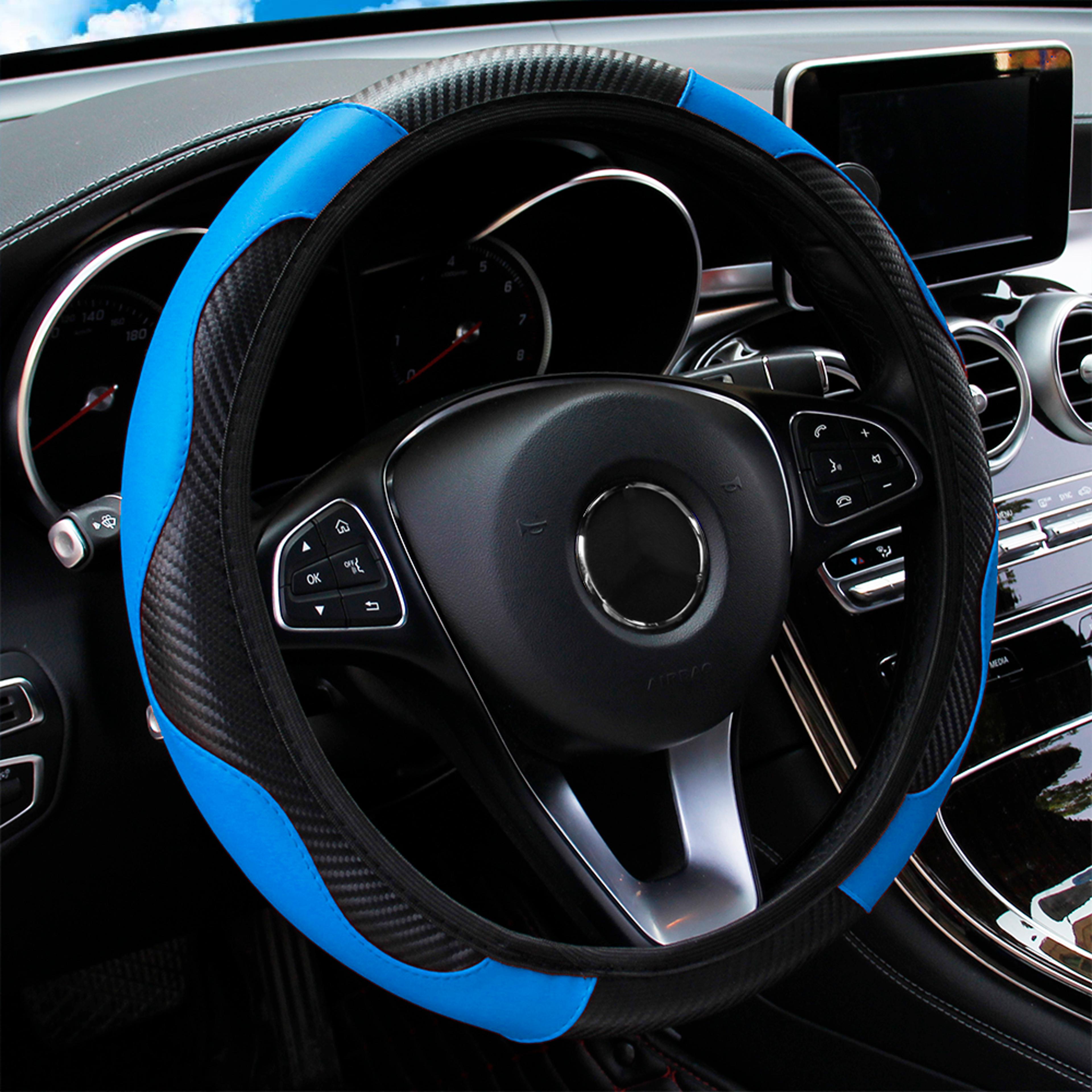 Carbon Fiber PU Leather Steering Wheel Cover Without Inner Ring Car Accessories Premium Automotive  9