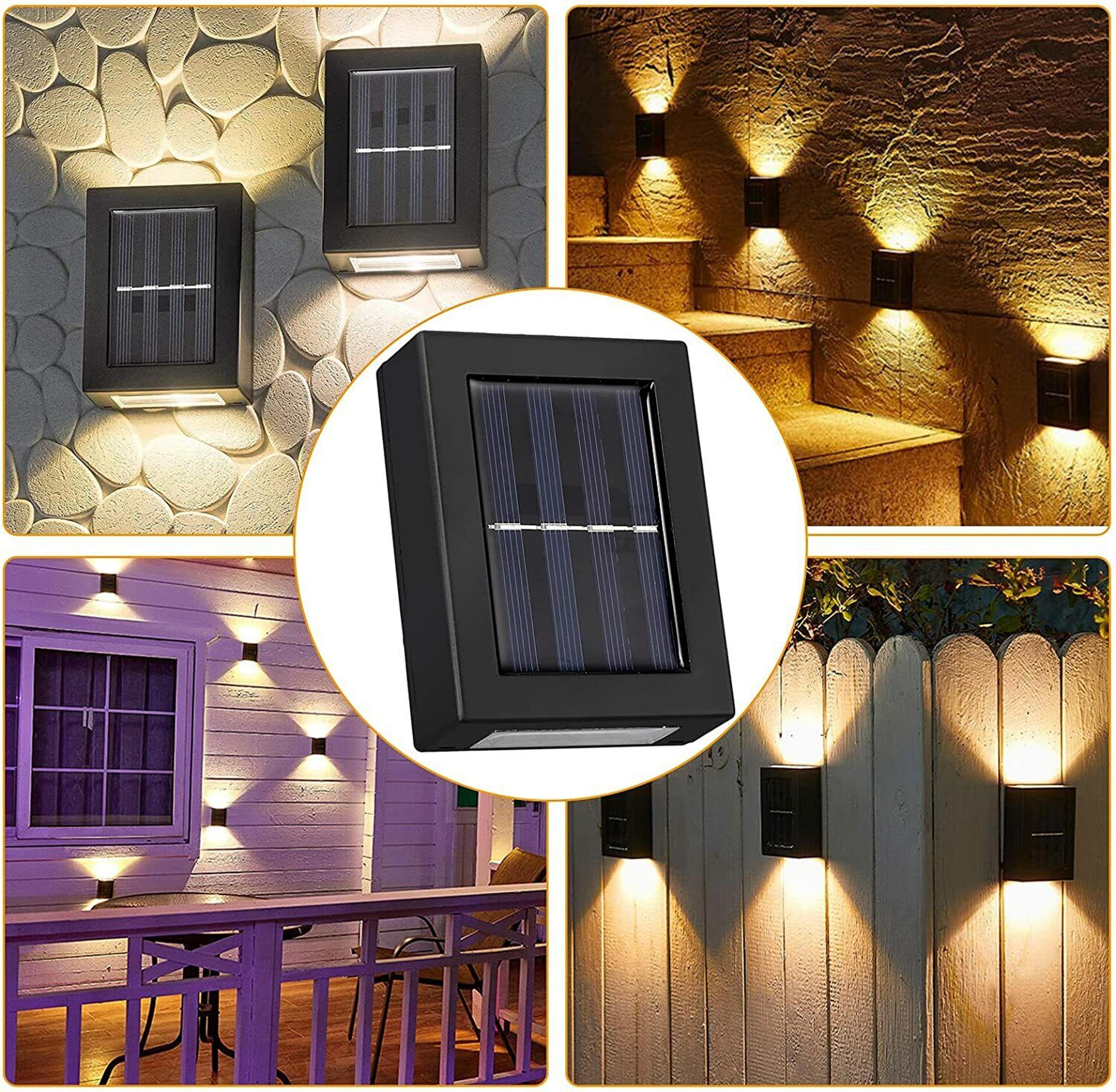 Solar Wall Lamp Outdoor Waterproof Light Warm Up And Down Lighting Garden Yard Balcony Decorative 1