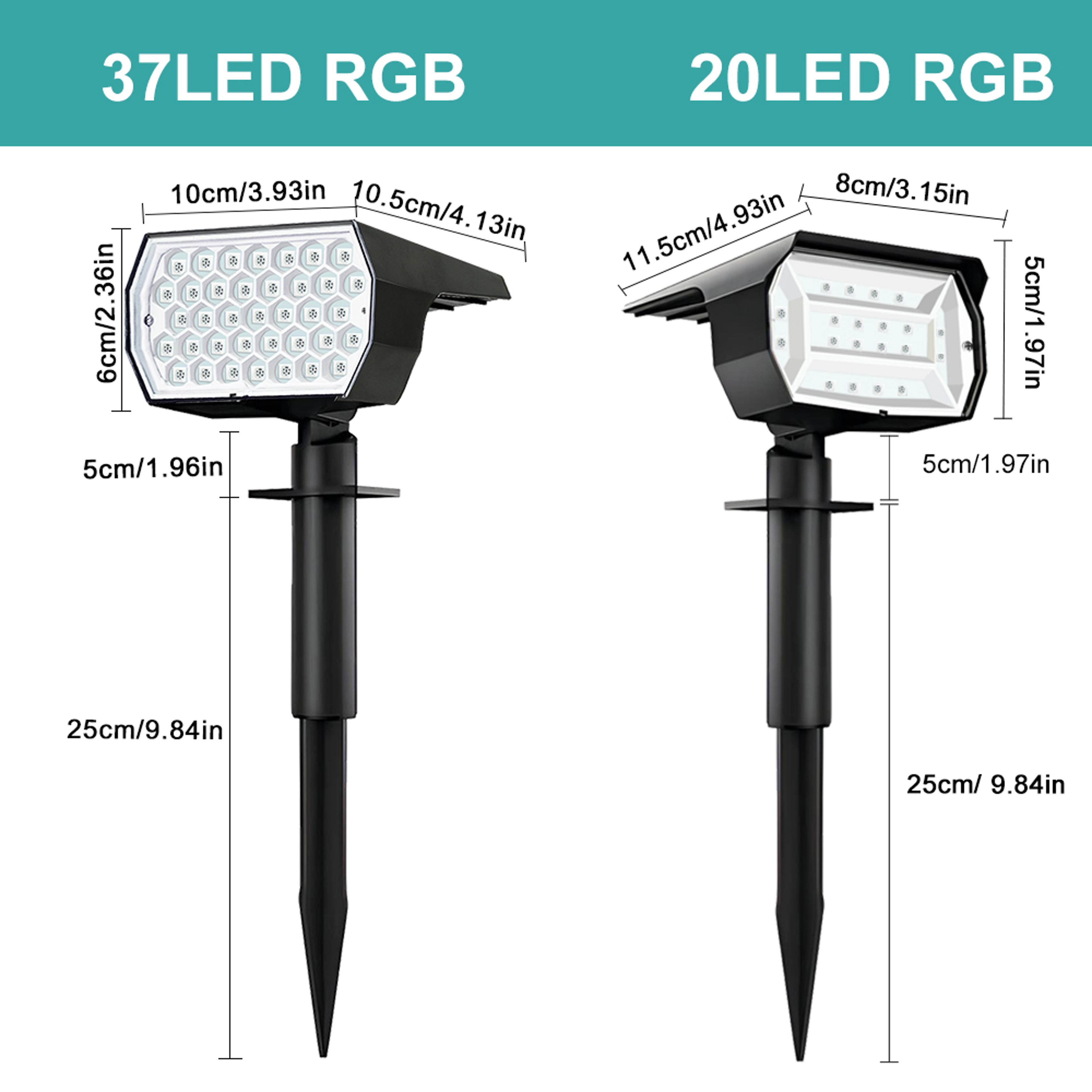 Solar Landscape Spot Powered Wall Lights RGB Solar Spotlight Outdoor Waterproof Color Change Garden 5