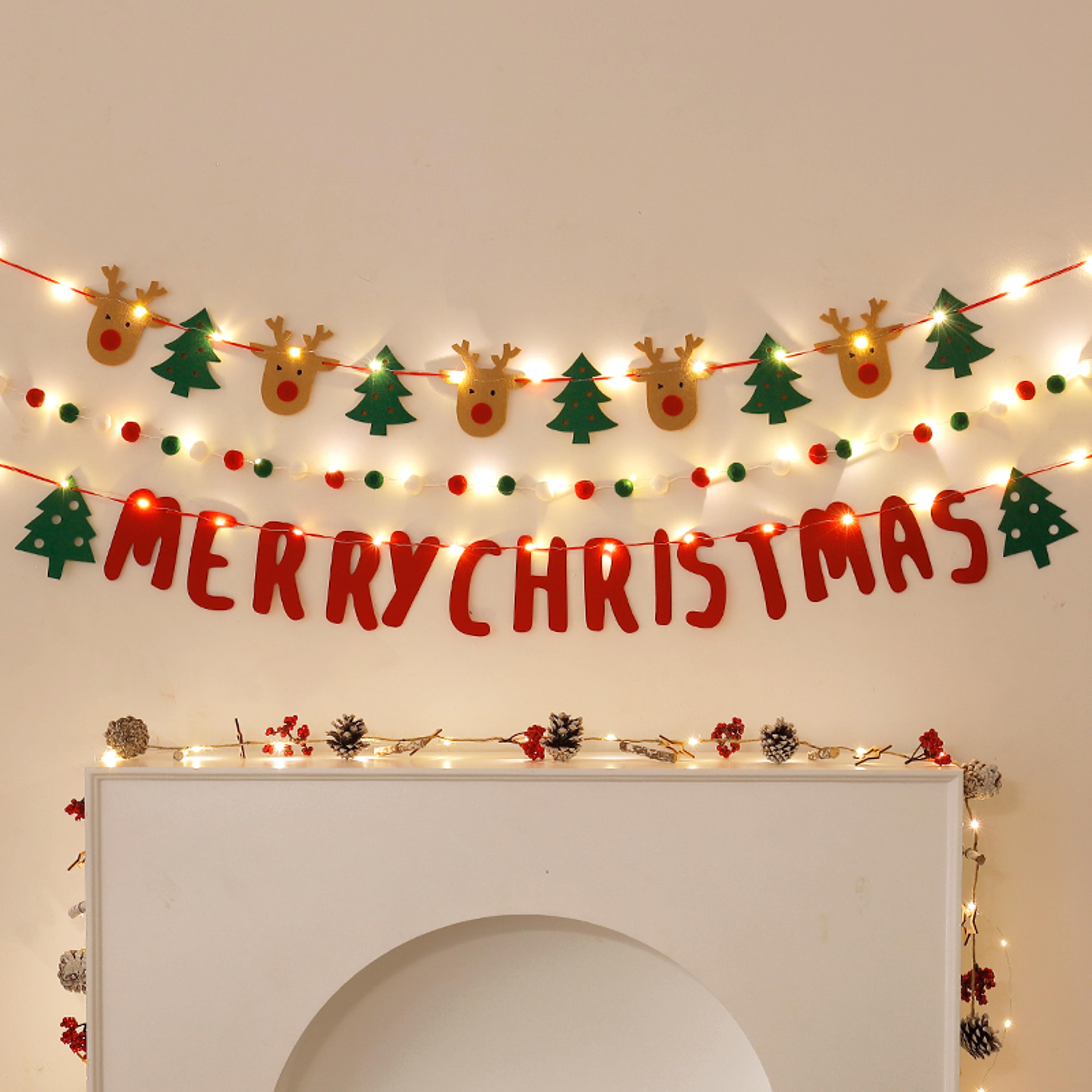 DIY Pendant Handmade Decorated For Merry Christmas Christmas Balls Flag LED String Light Hanging Ho 2