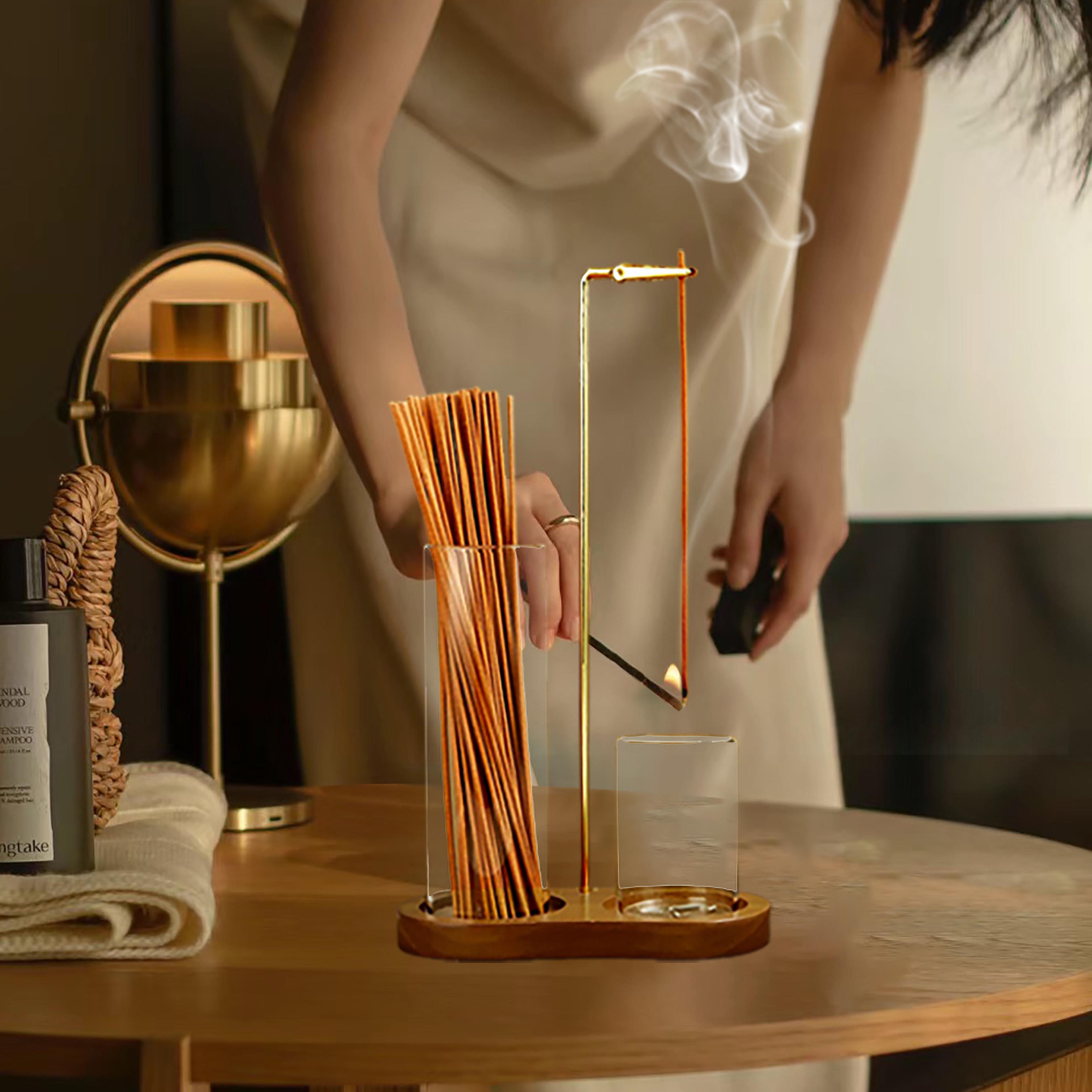 Incense Holder For Stick Anti Ash Flying Incense Burner With Glass Ash Catcher Stick Organizer For  4
