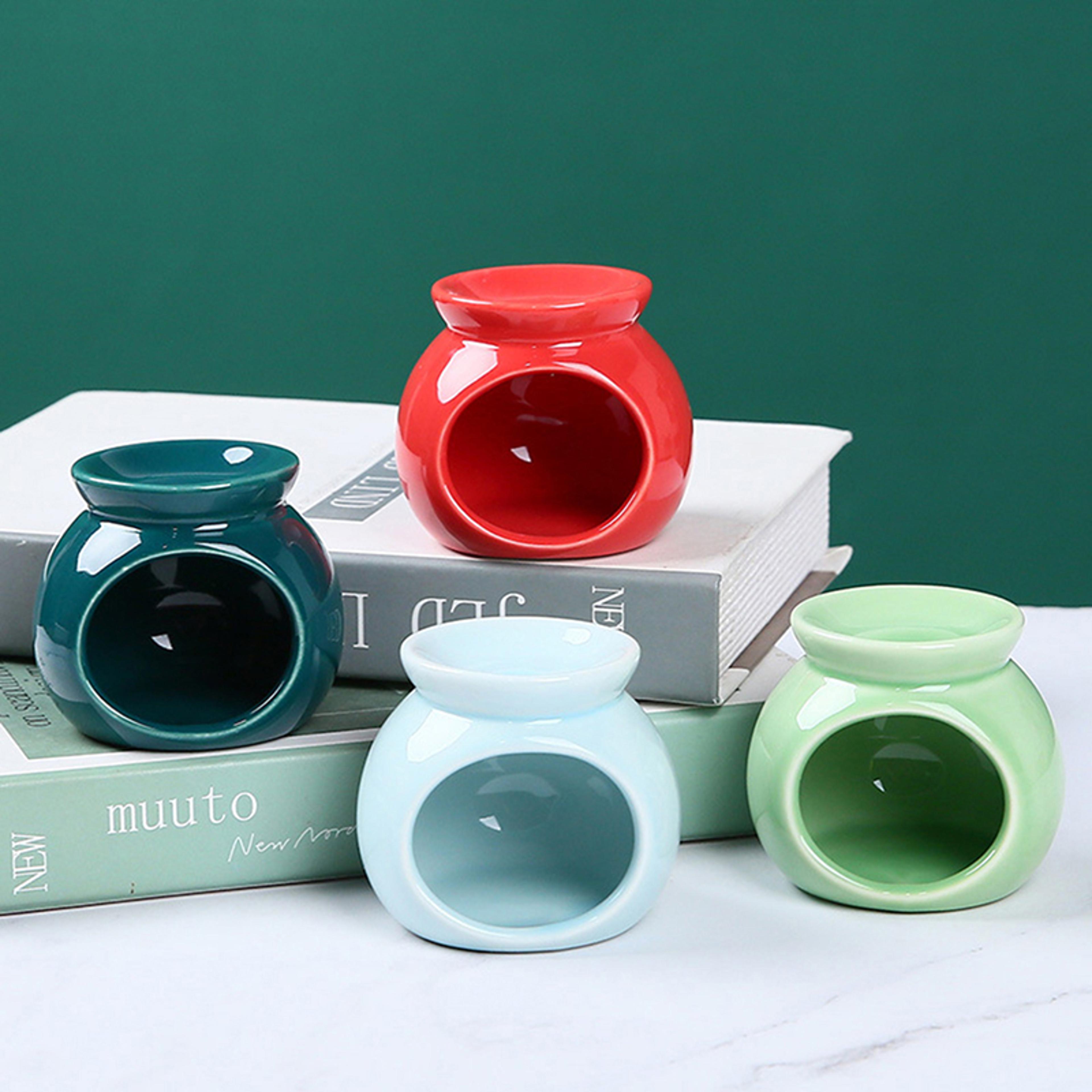 Porcelain Aroma Burner Essential Oil Furnace Mini Candle Holder Solid Color Ceramic Crafts Aromathe 2