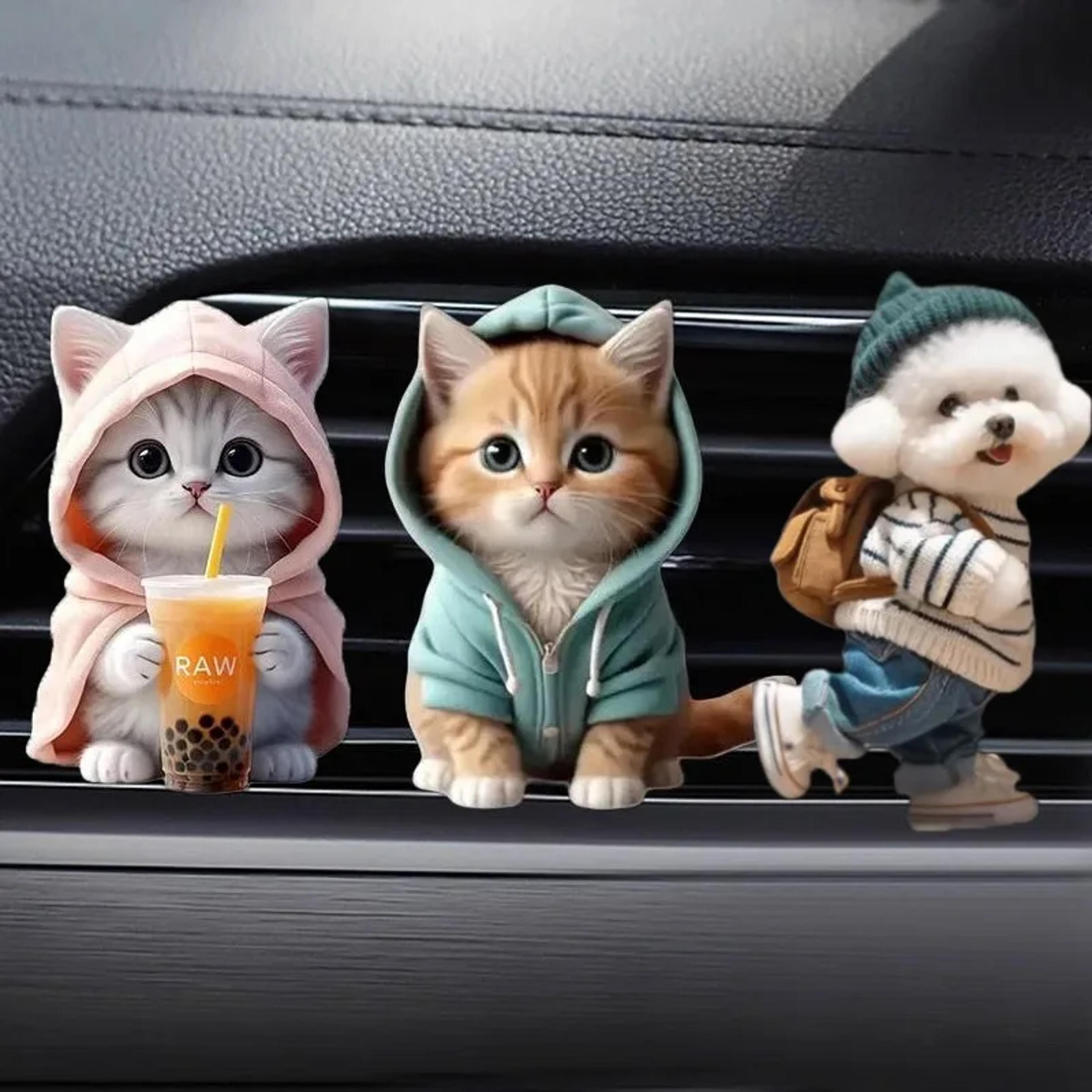 cute cat acrylic car air freshener vent clip with long lasting fragrance