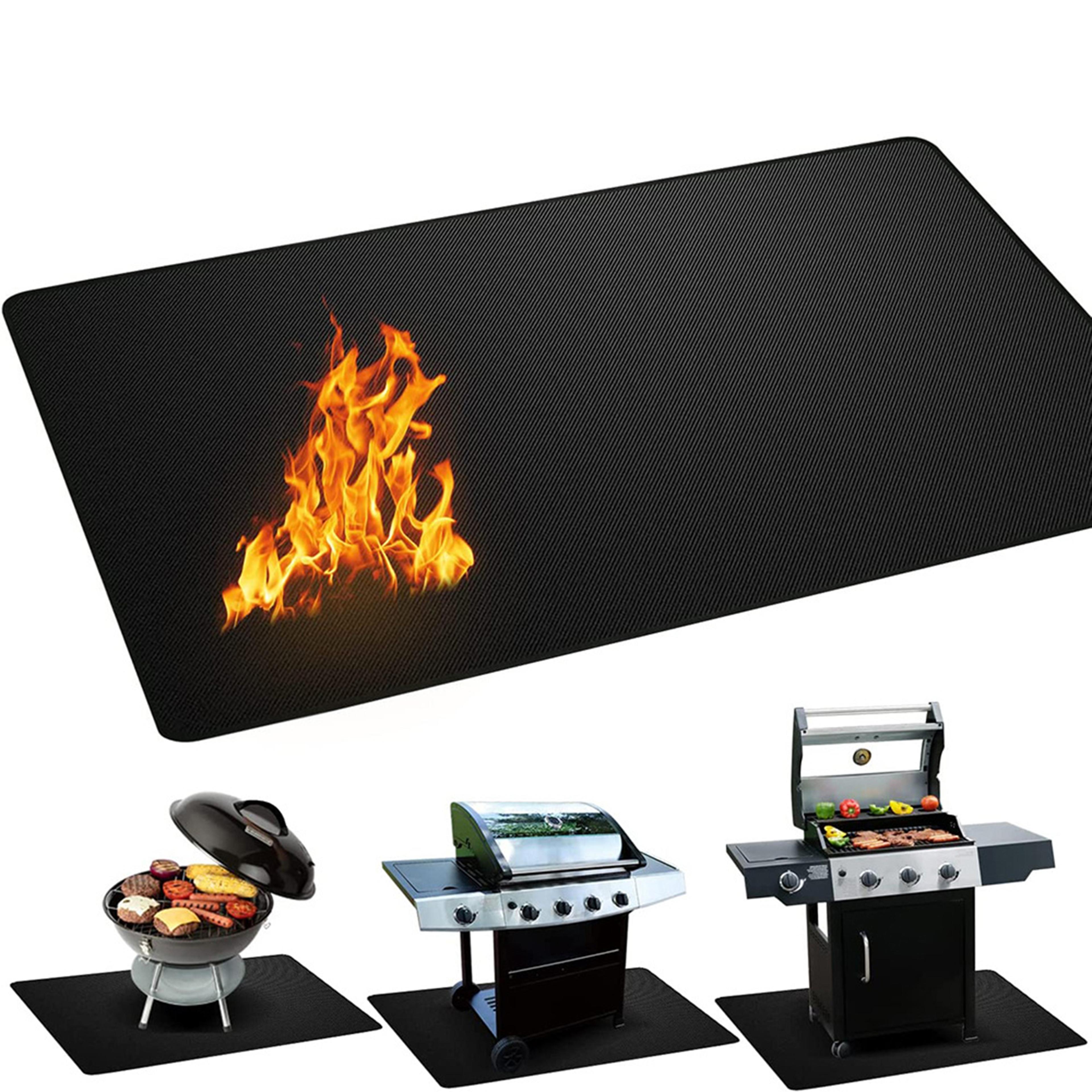 Outdoor Barbecue Grills Mat Oilproof Protective Mat Fire Retardant High Temperature Resistant Pad F 0