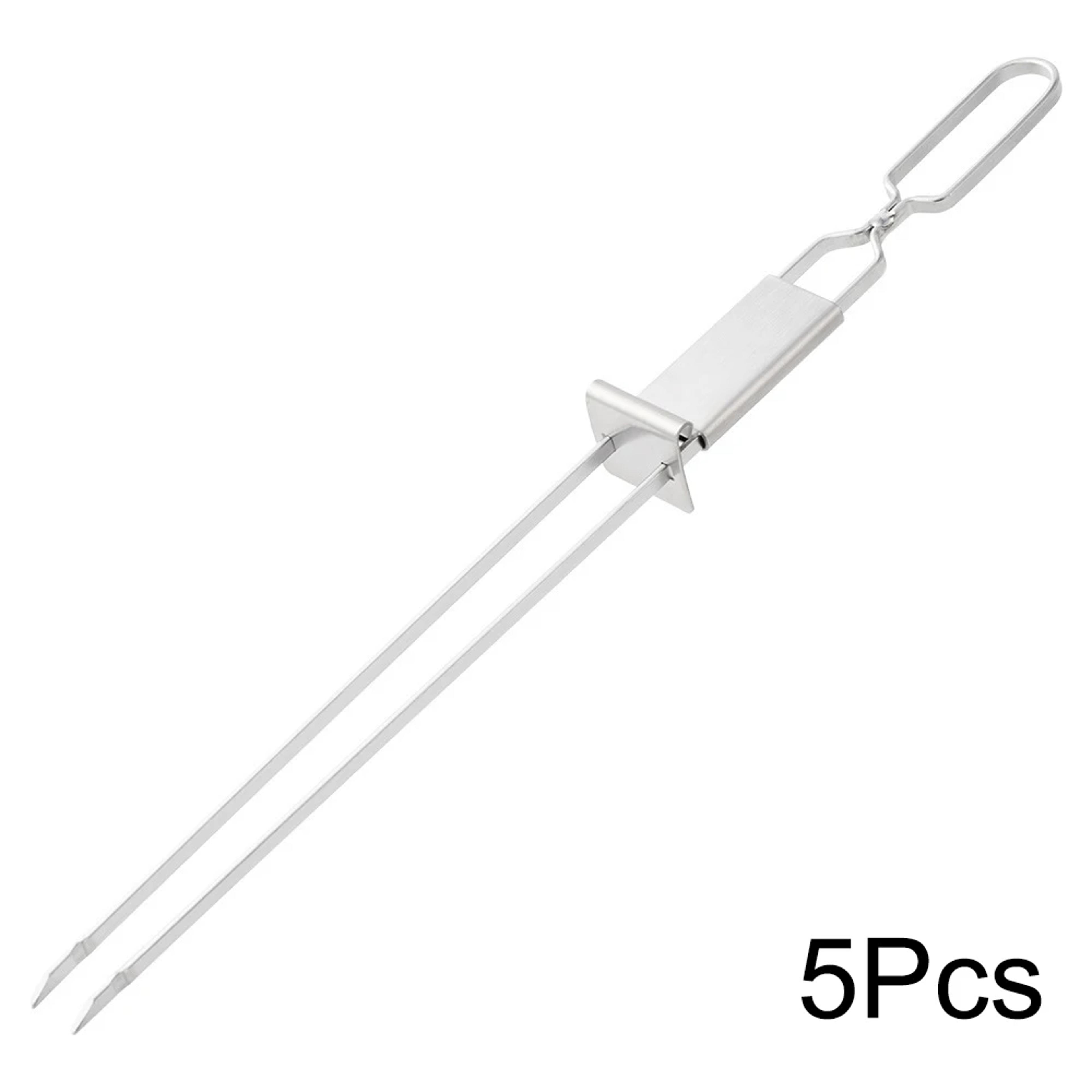 Double Needle Stainless Steel Barbecue Skewer Reusable BBQ Skewers Double Ended BBQ Fork Semi Autom 7