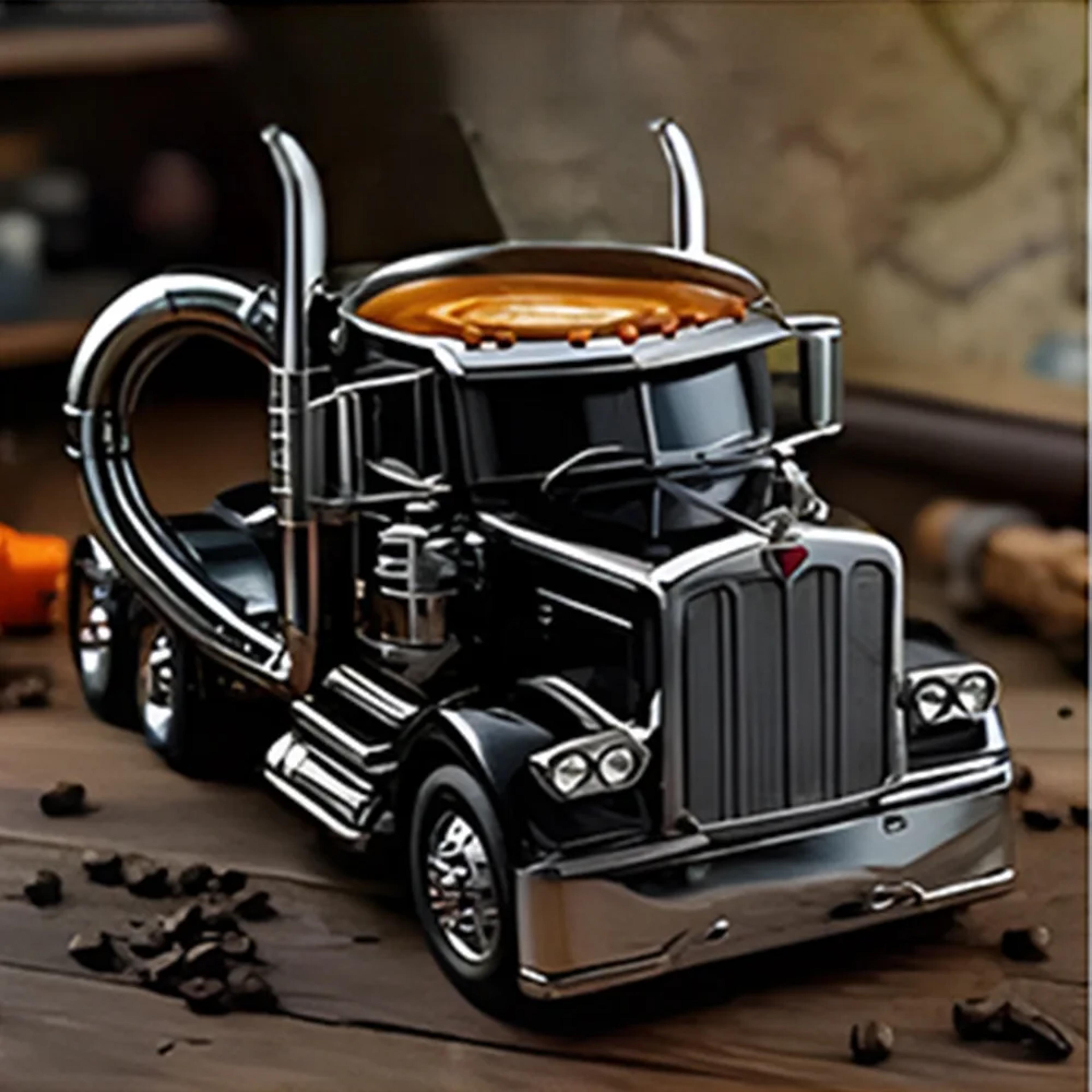 Durable Truck Coffee Mug Semi Truck Coffee Cup Handcrafted Semi Trailer Shaped Mug For Men And Wome