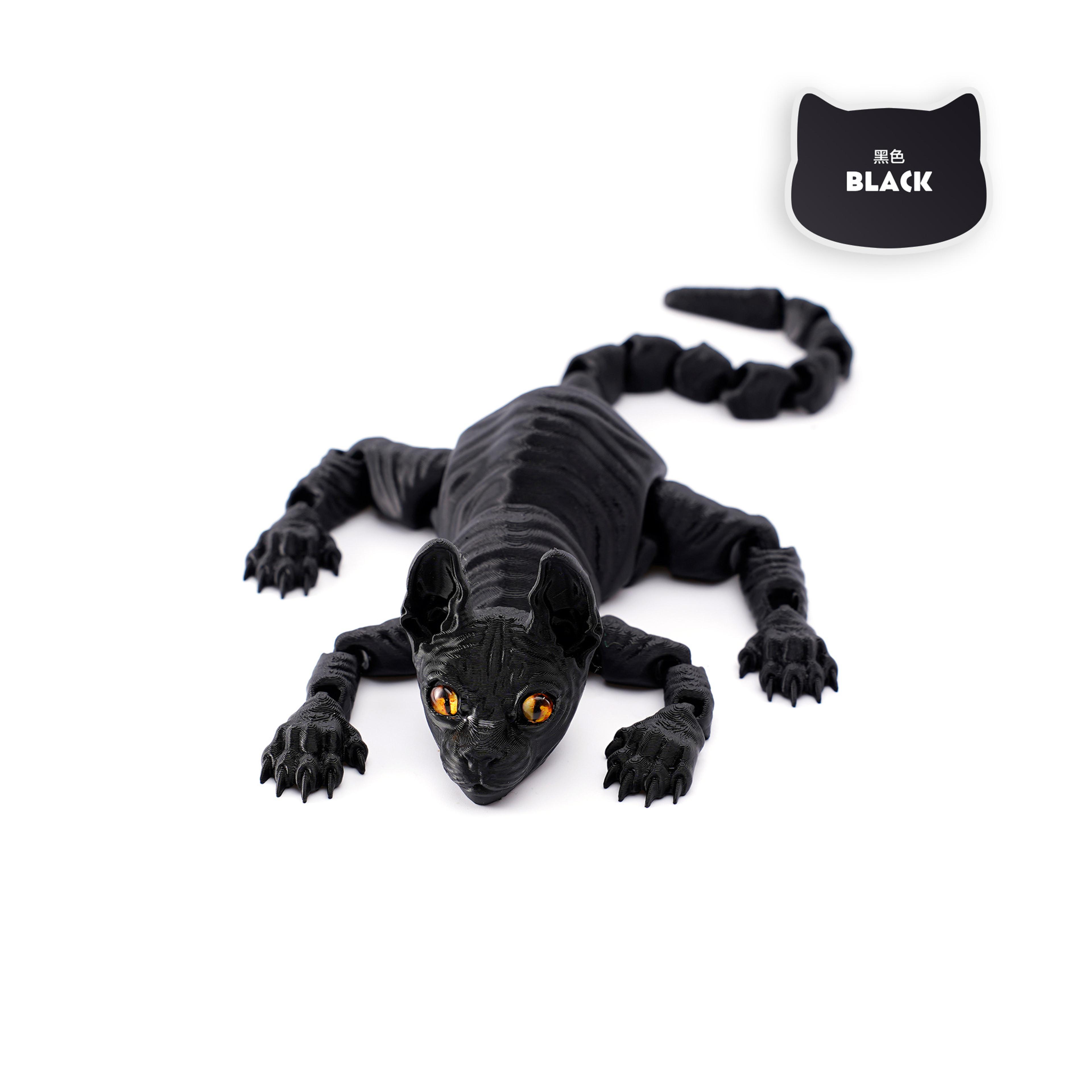 Printed Hairless Sphynx Cat Figurine Realistic Articulated Cat Toy Fidget Toy For Cat Lover Collect 7