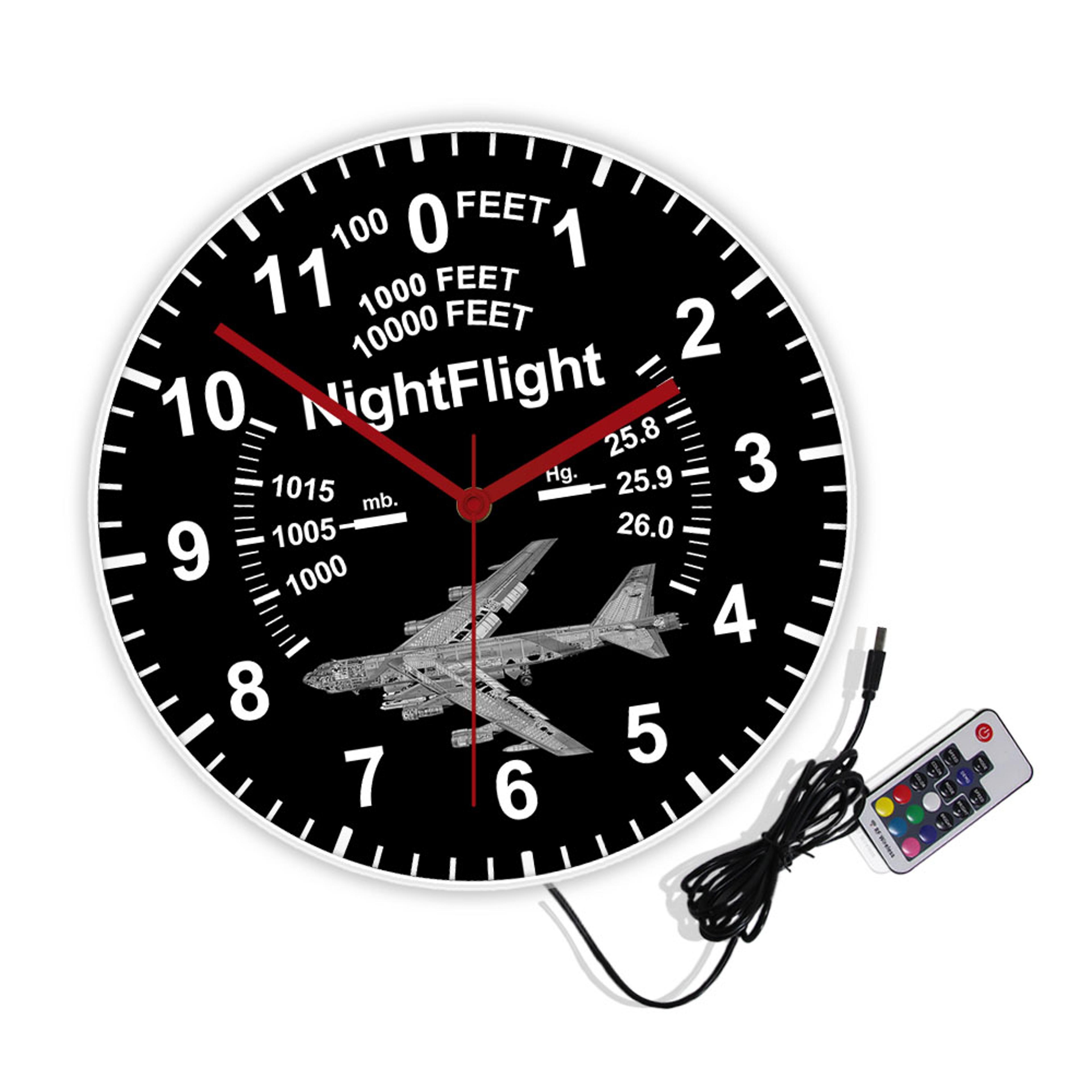 Stratofortress Airplane Neon Sign Pilot Wall Clock Air Force LED Nightlight Strategic Bomber Aviati 1