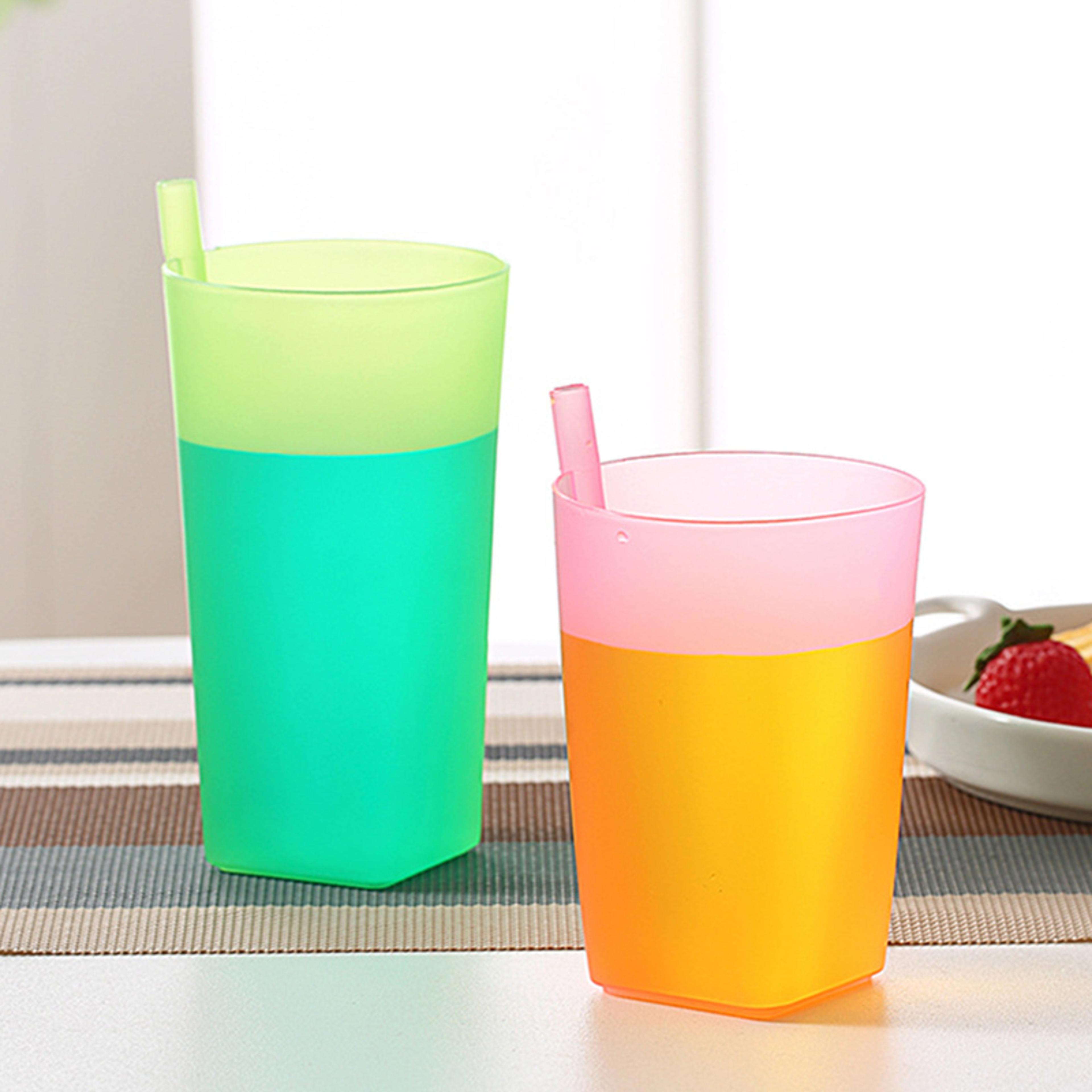 Children Infant Sip Cup Water Bottle With Built In Straw FoodGrade Plastic Integrated Straw Cup Kid 2