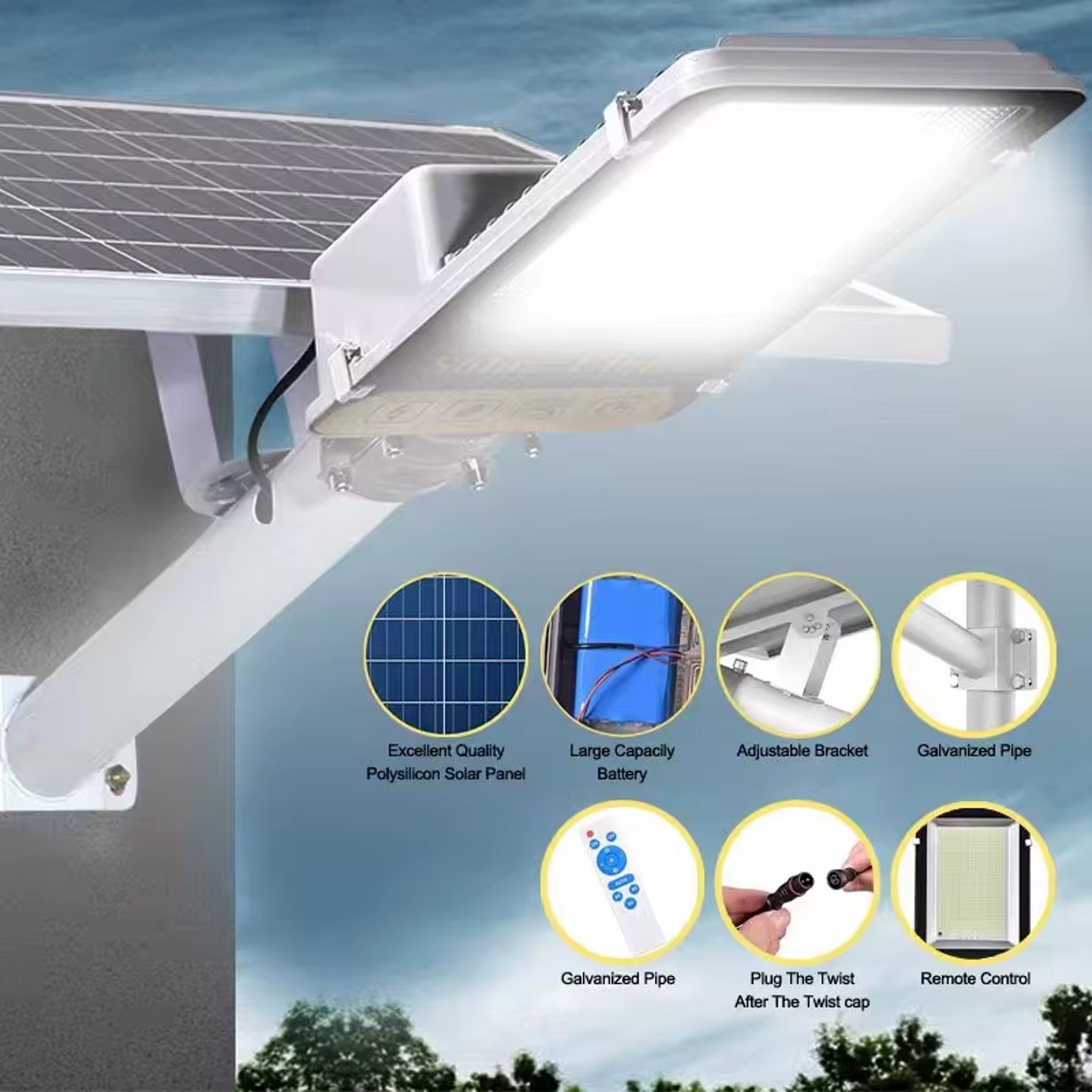 Aluminum High Power Solar Light Waterproof Outdoor Solar Street Light Garden Terrace Wall Lamp Stre 1