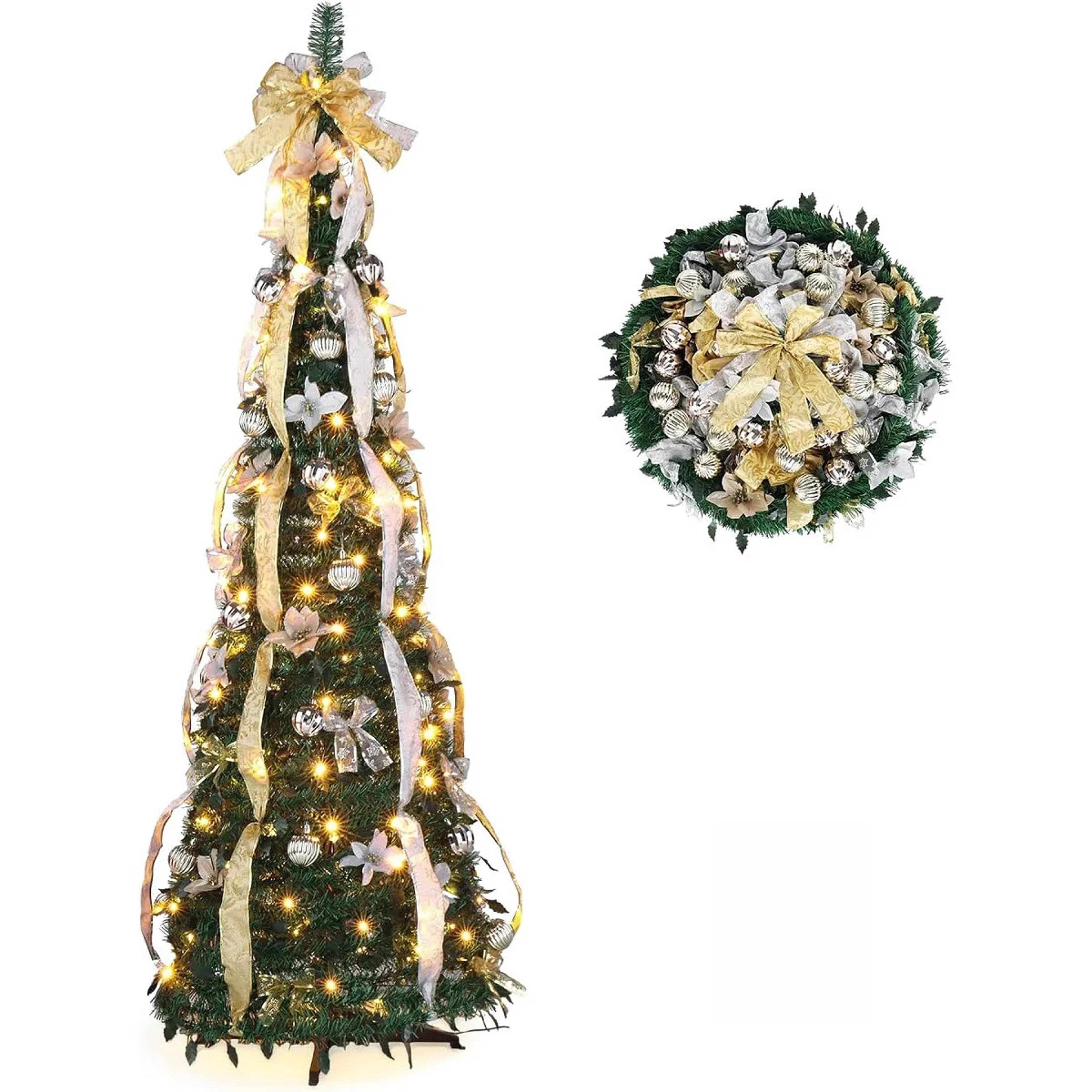 Foldable Pre Decorated Christmas Tree PopUp Festive Portable Christmas Tree Decoration Home Decor 6