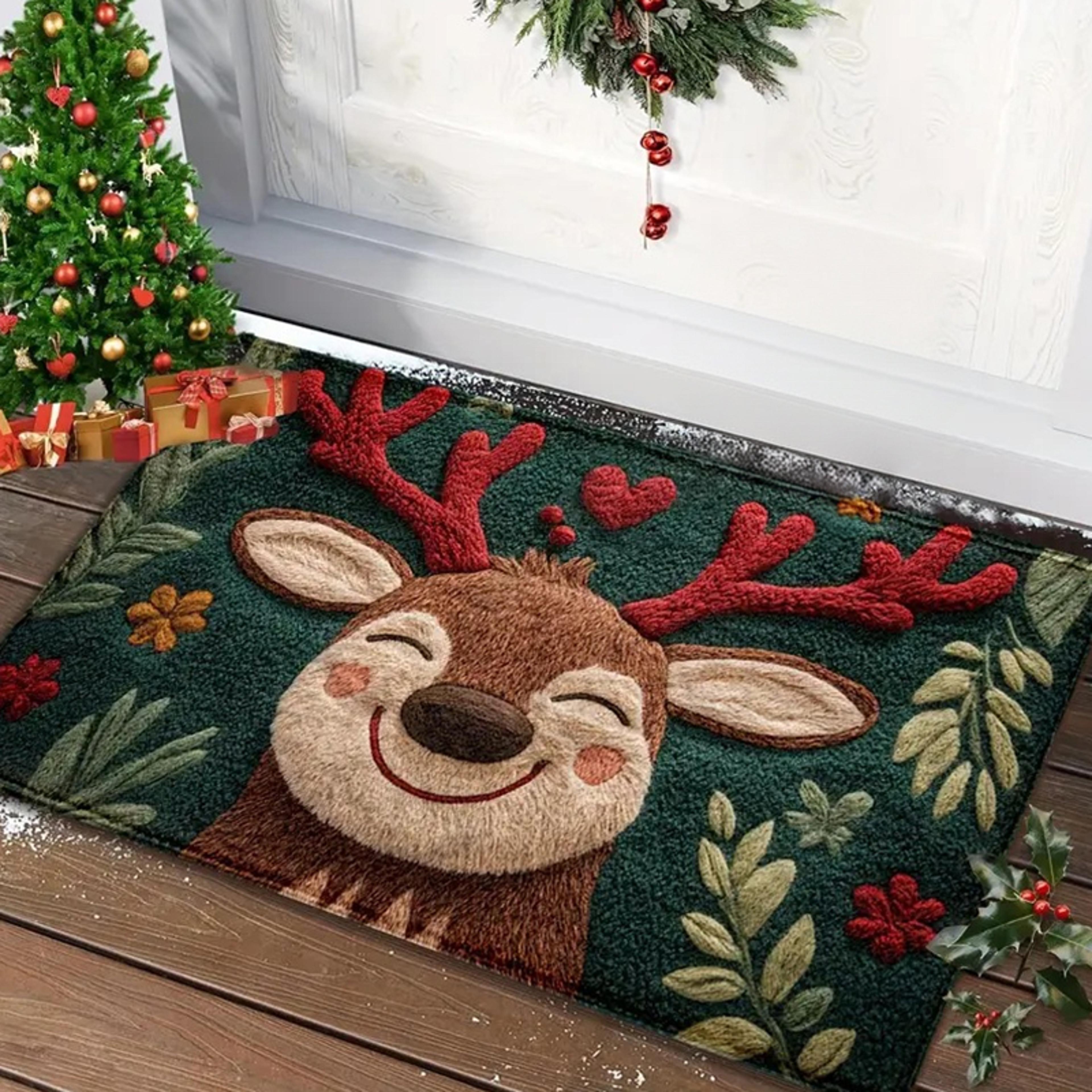 Christmas Door Mat Red Santa Claus Gingerbread Man Carpet New Year 1