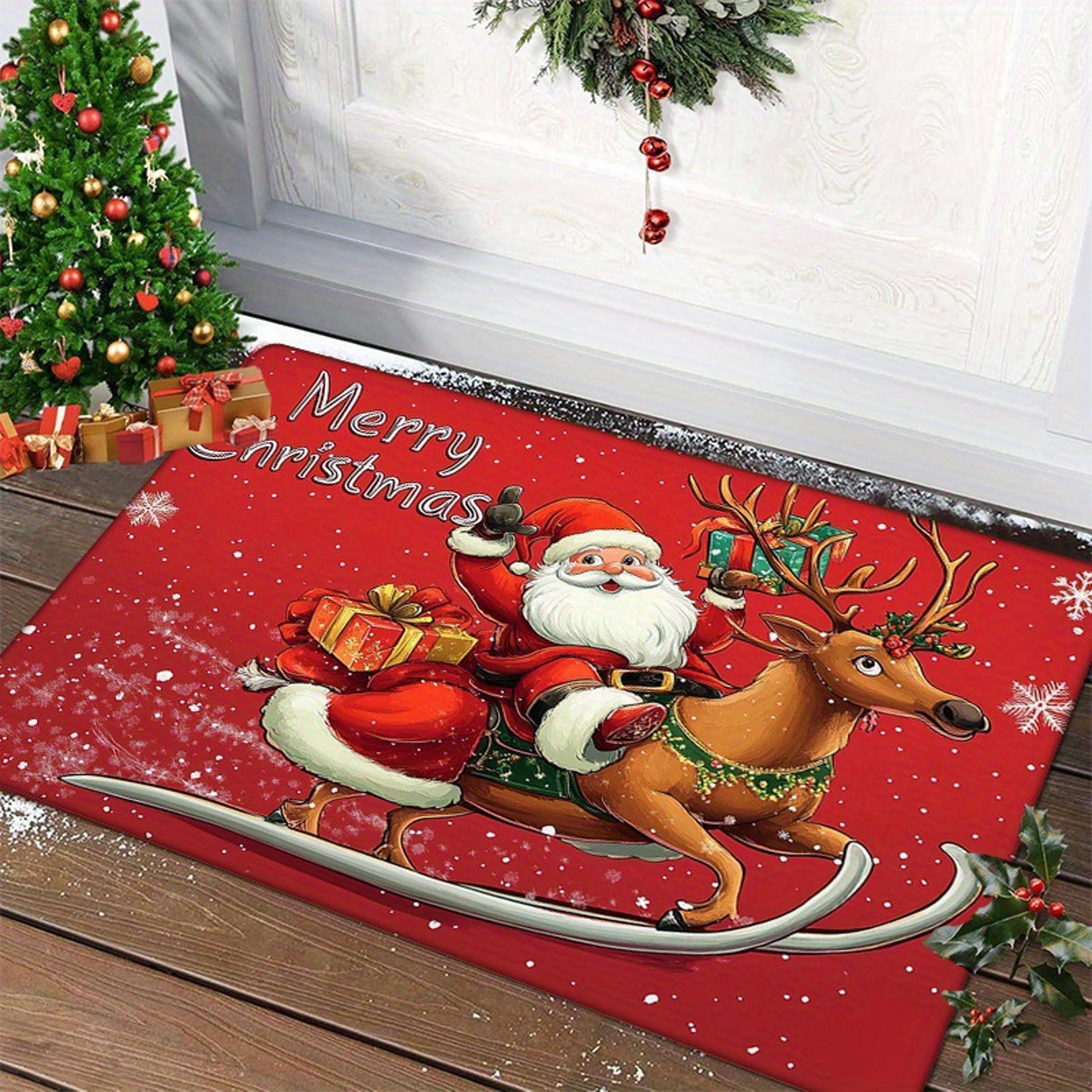 Christmas Door Mat Red Santa Claus Gingerbread Man Carpet New Year 7