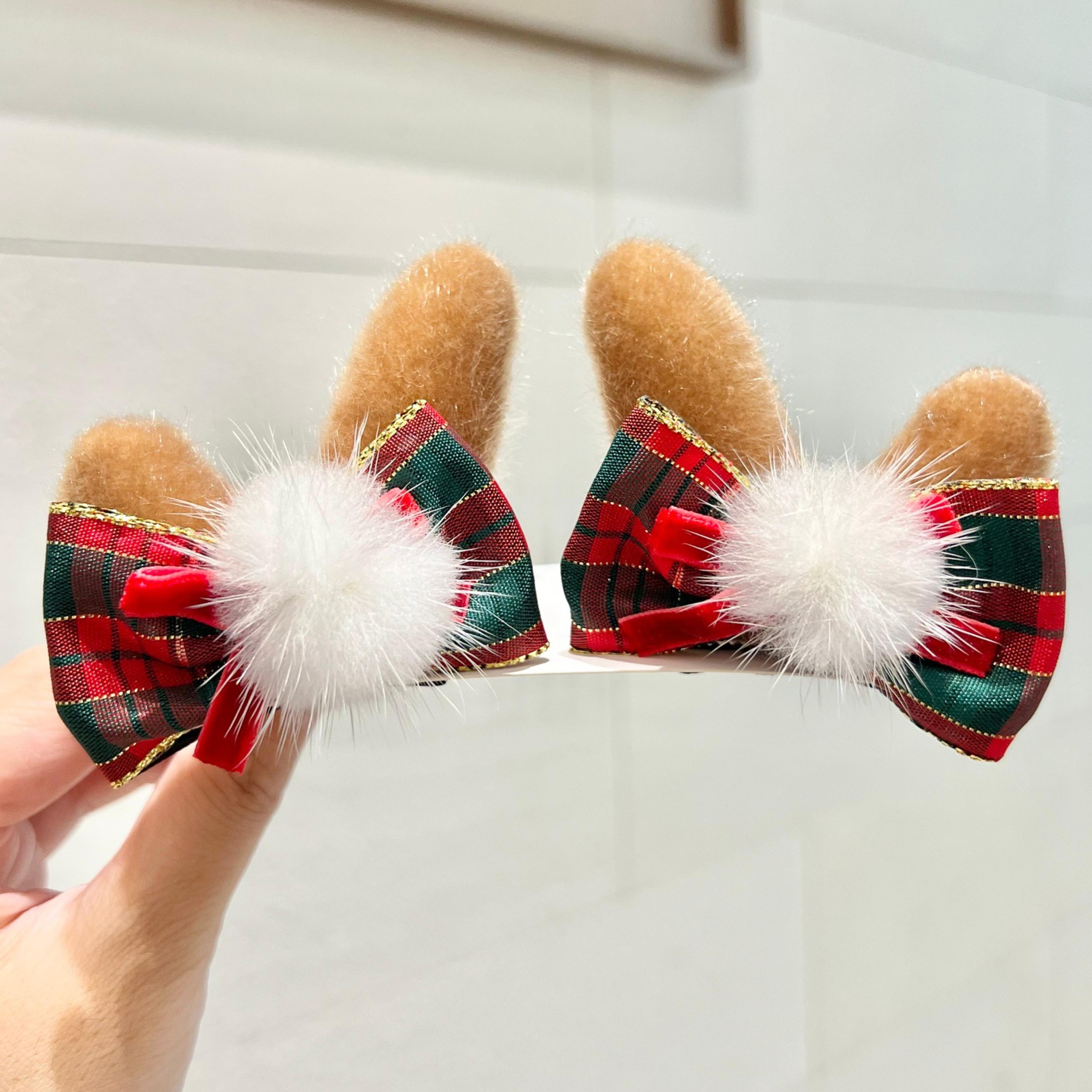 Kawaii Christmas Ear Hair Clip Santa Snowman Xmas Party Barrettes For Kids Cosplay Headwear 11