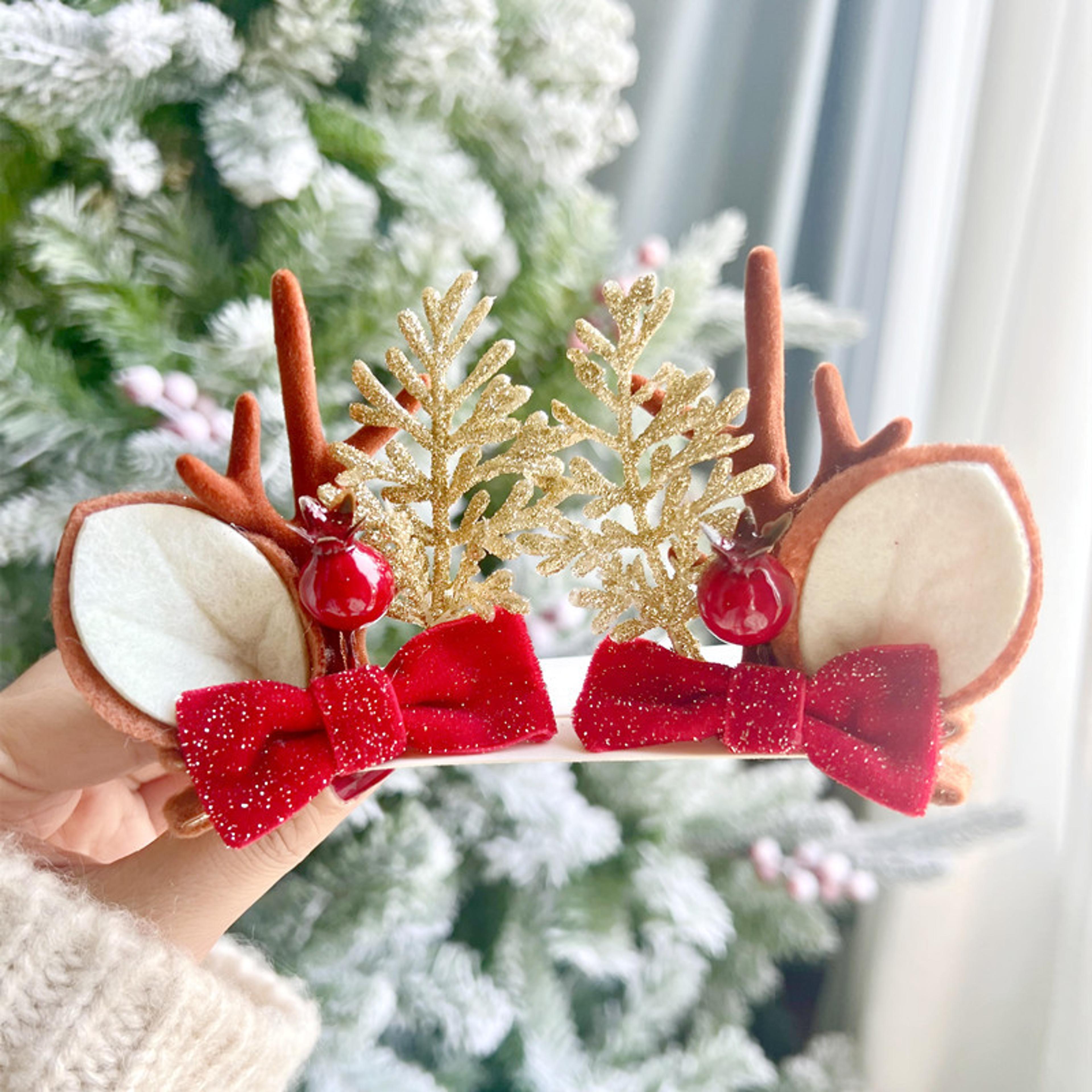 Kawaii Christmas Ear Hair Clip Santa Snowman Xmas Party Barrettes For Kids Cosplay Headwear 25