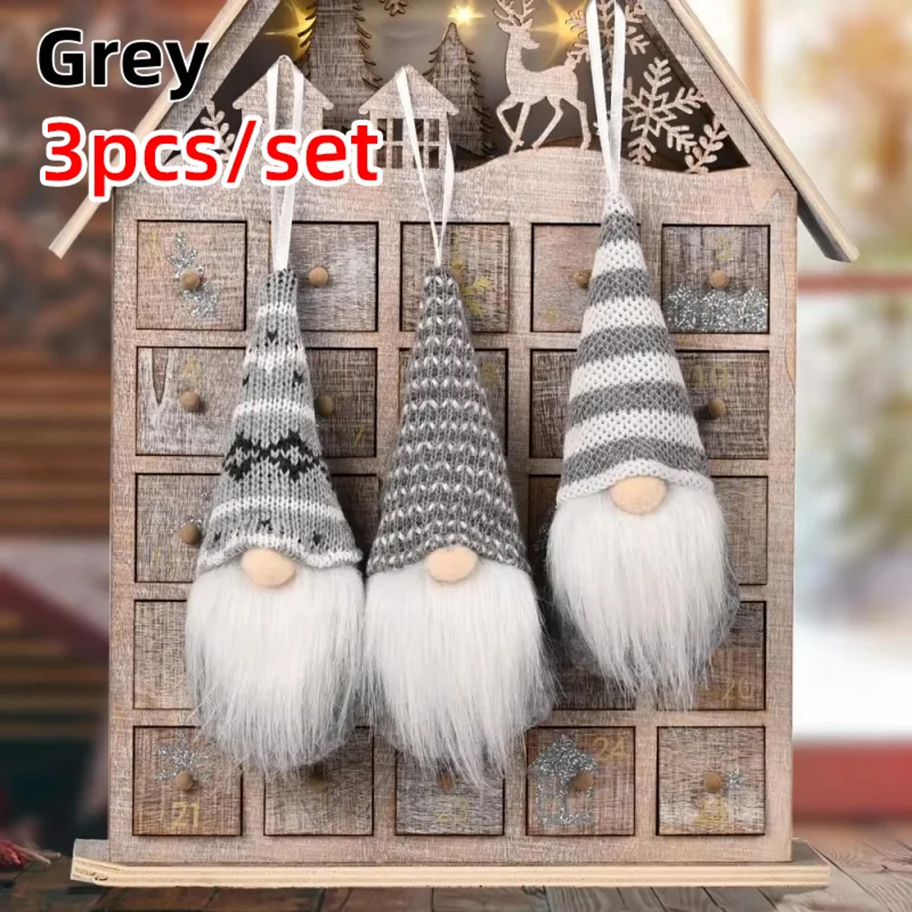 Christmas Gnomes Plush Santa Doll Knitted Fabric Xmas Tree Hanging Ornaments Gonk Dwarf Elf Decorat