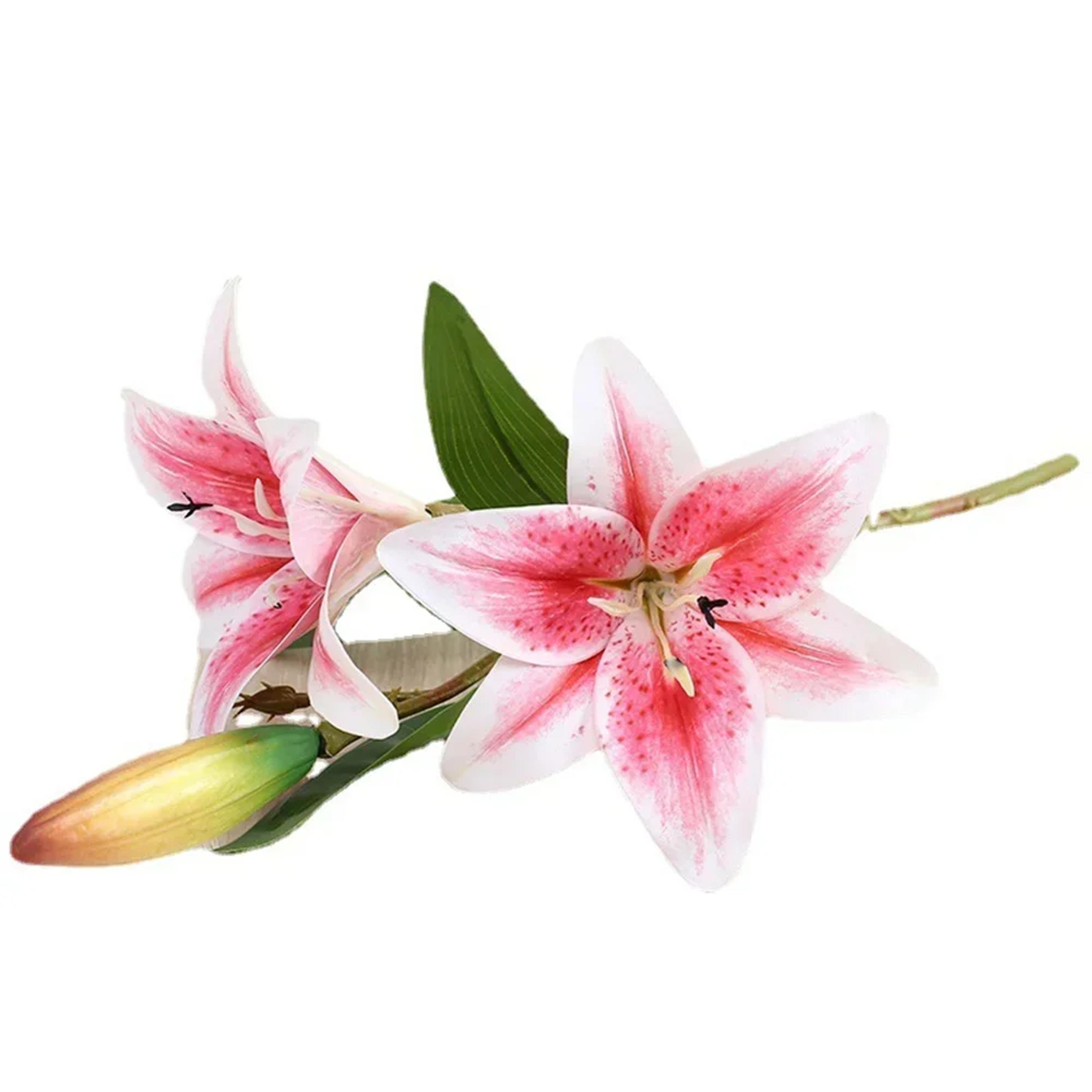 Artificial Lily Flower Wedding Bouquet Two Flowers One Bud Branch For Home And Garden Decor 4