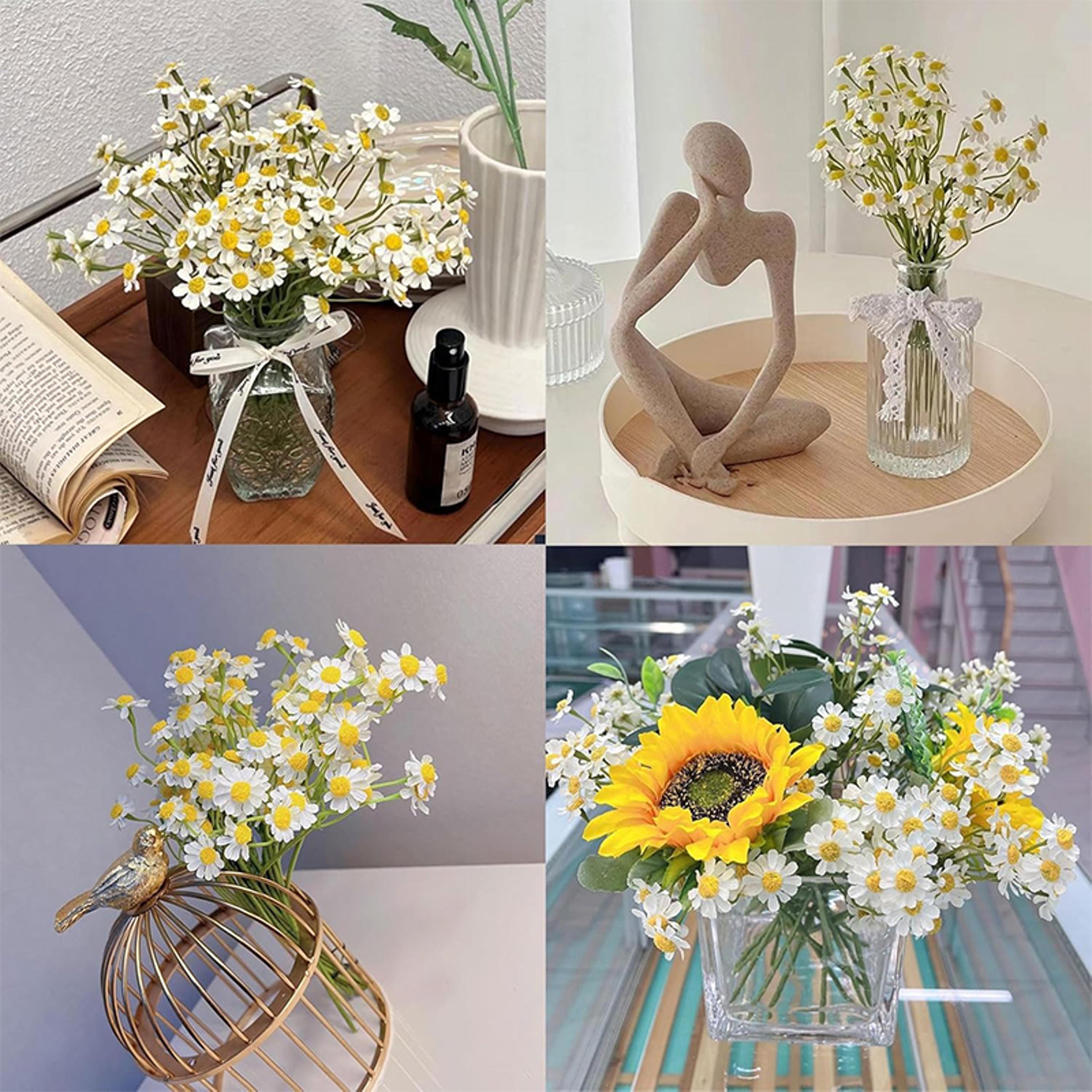 Silk Artificial Daisy Flowers White Daisy Fake Flower Bouquet For Party Table Decoration DIY Home W 4