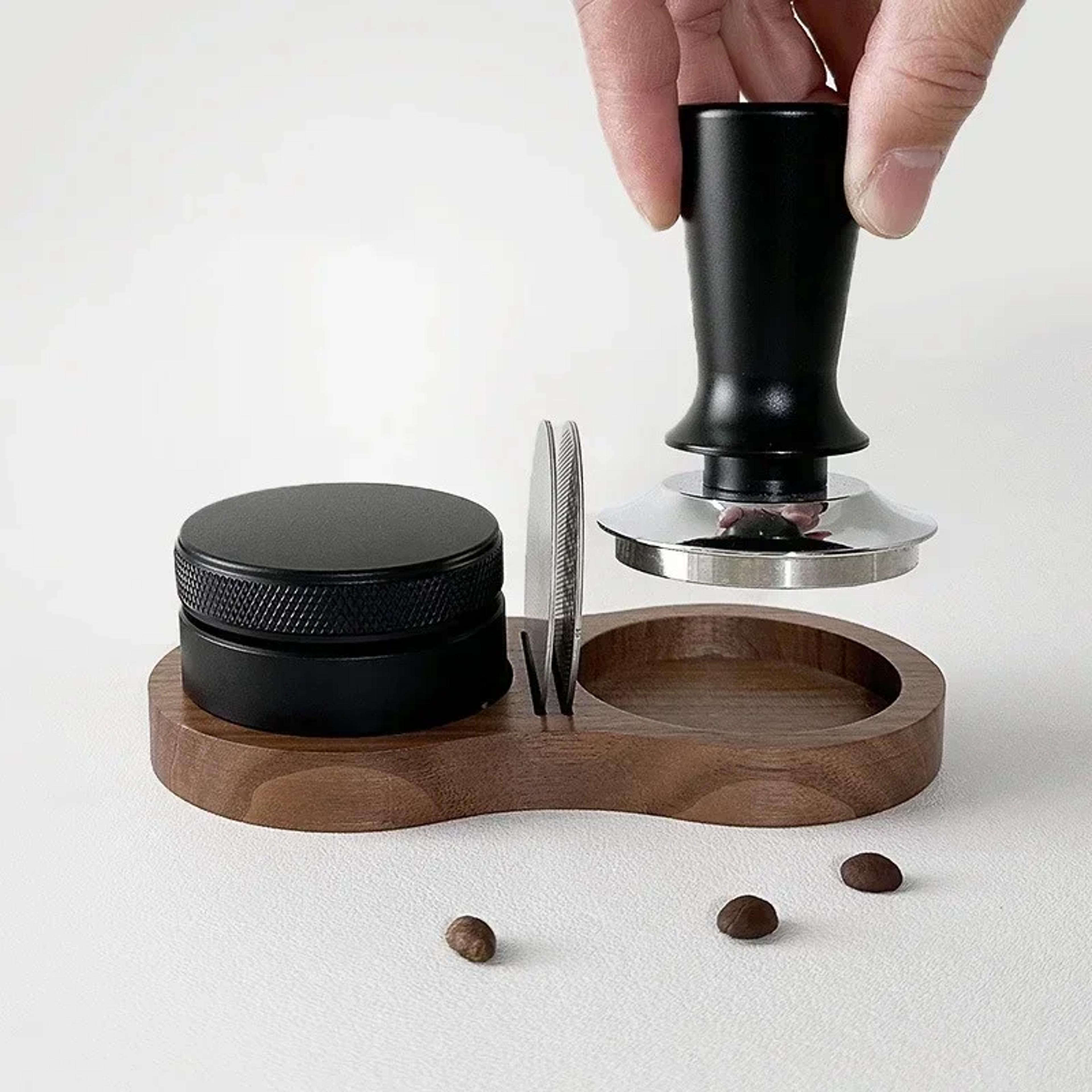 Walnut Wood Coffee Tamper Mat Station Stand Storage Pad For Coffee Tools And Filter Screen Holder 2