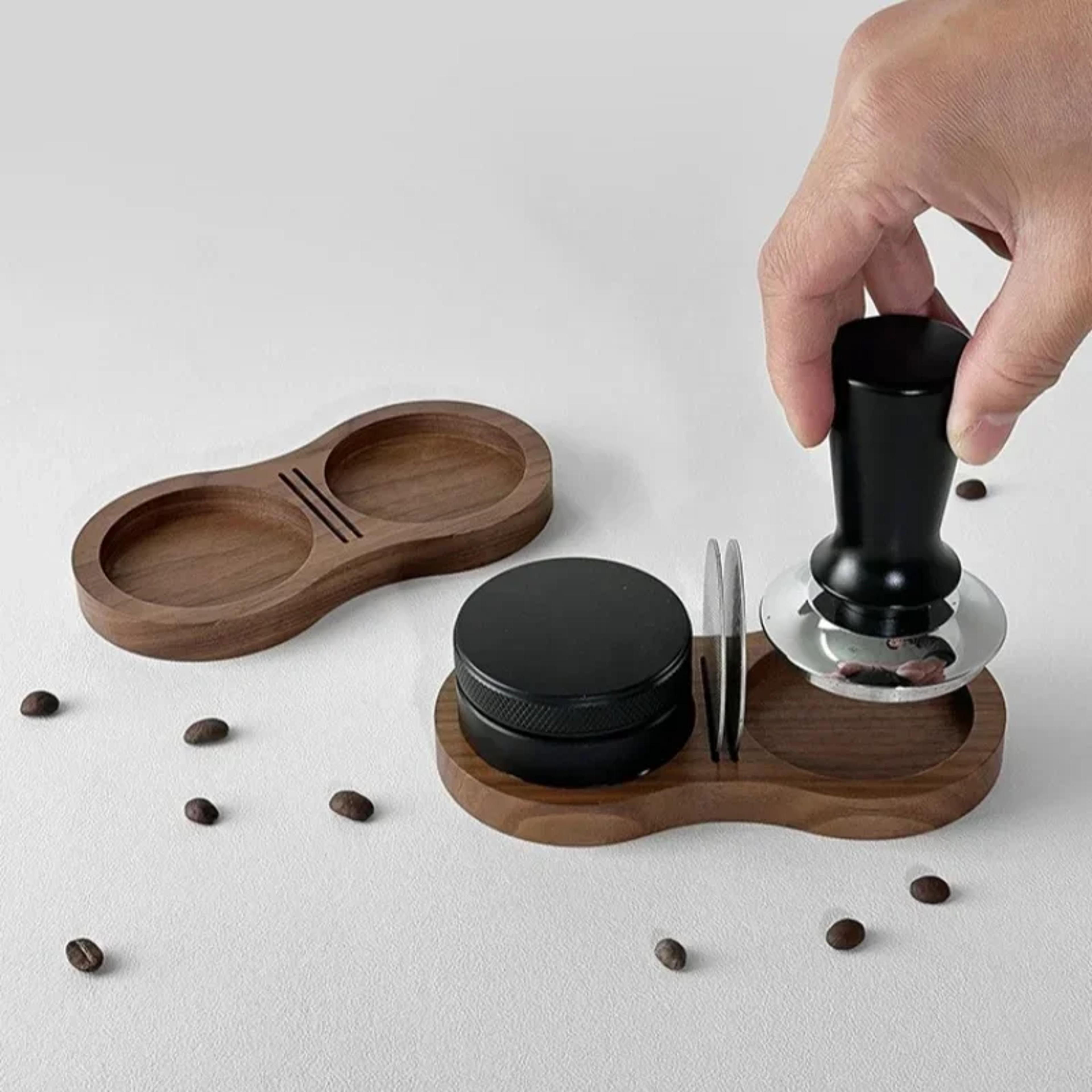 Walnut Wood Coffee Tamper Mat Station Stand Storage Pad For Coffee Tools And Filter Screen Holder 3