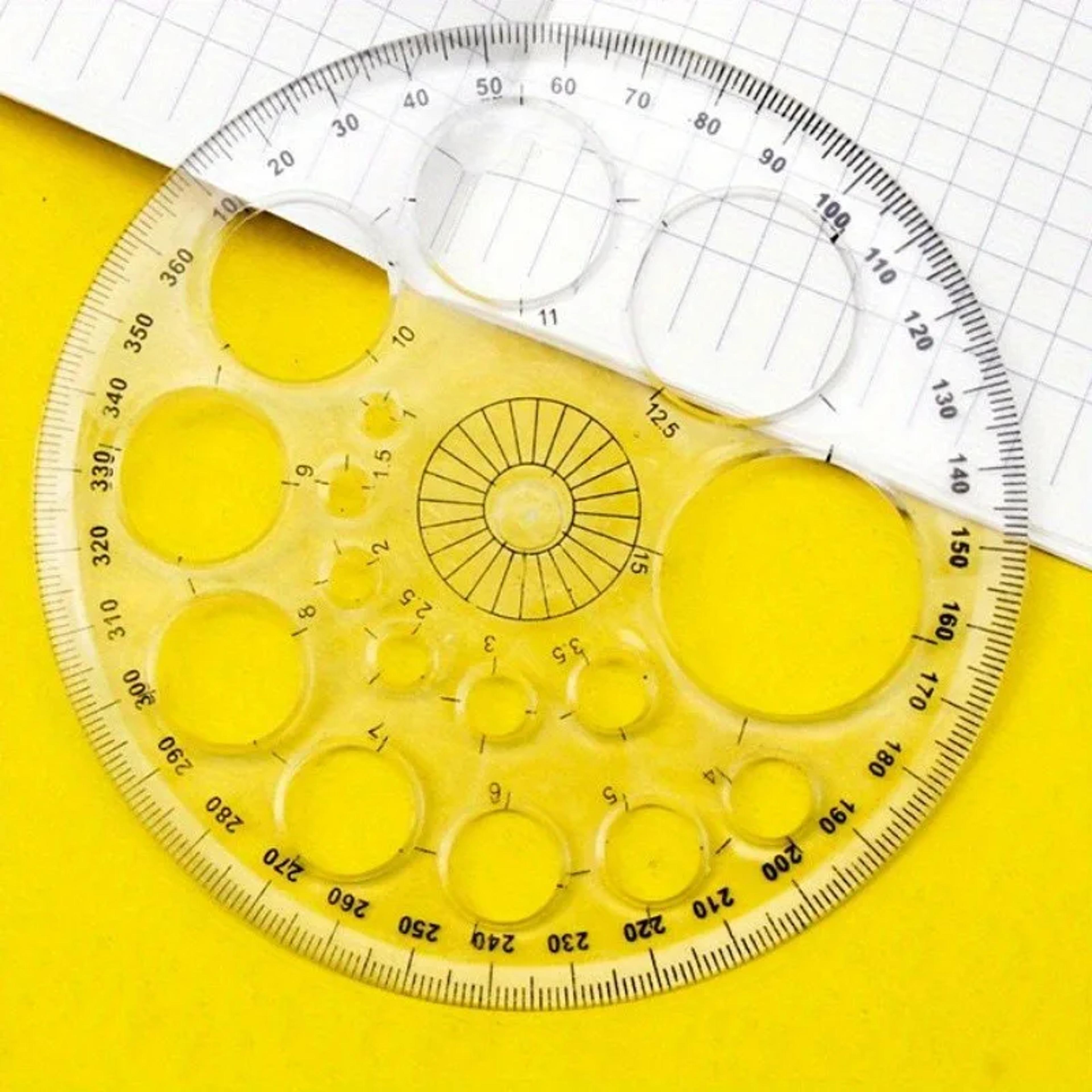 360Degree Rotating Round Ruler Transparent Blue Template For Drafting Patchwork Office Work 0