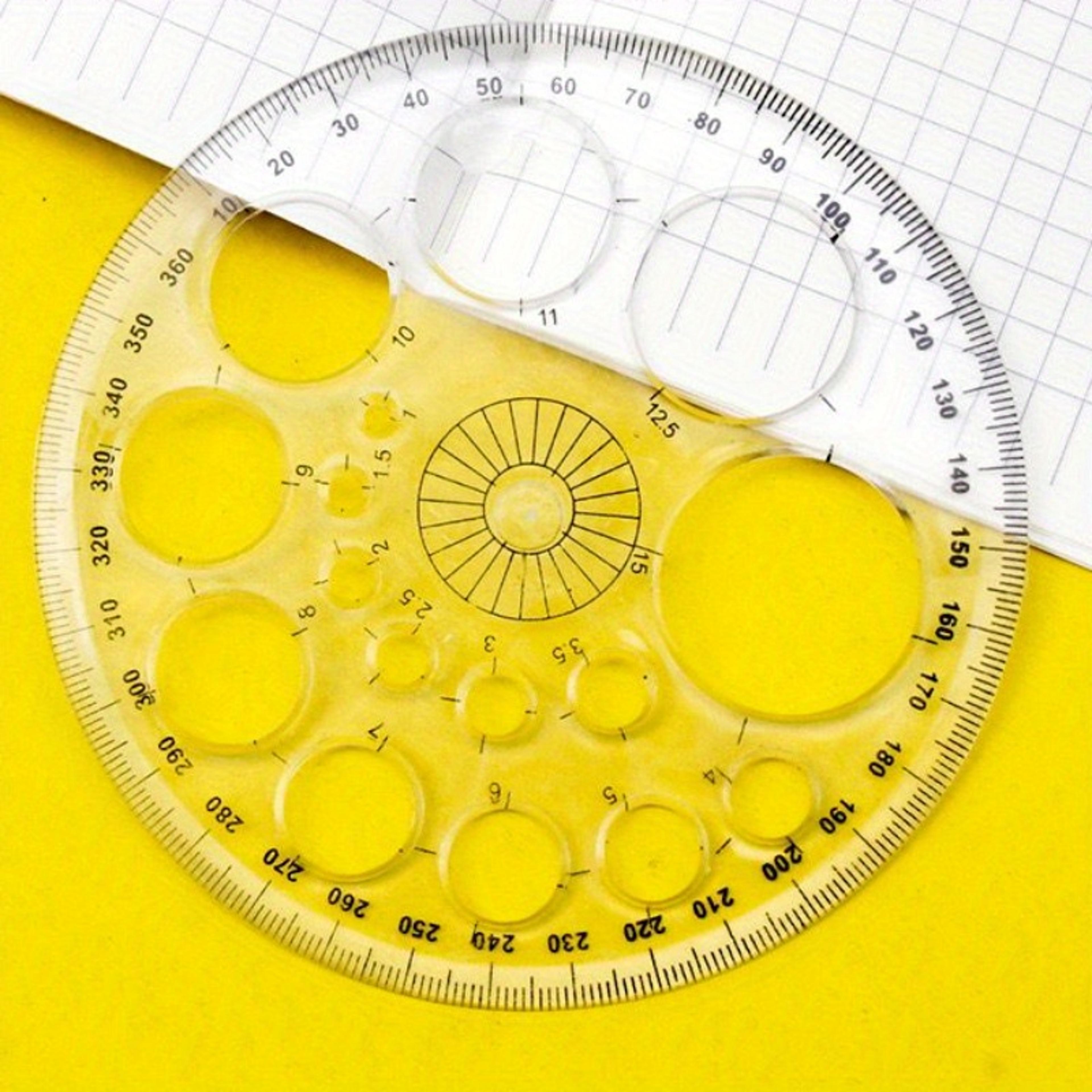 360Degree Rotating Round Ruler Transparent Blue Template For Drafting Patchwork Office Work 5