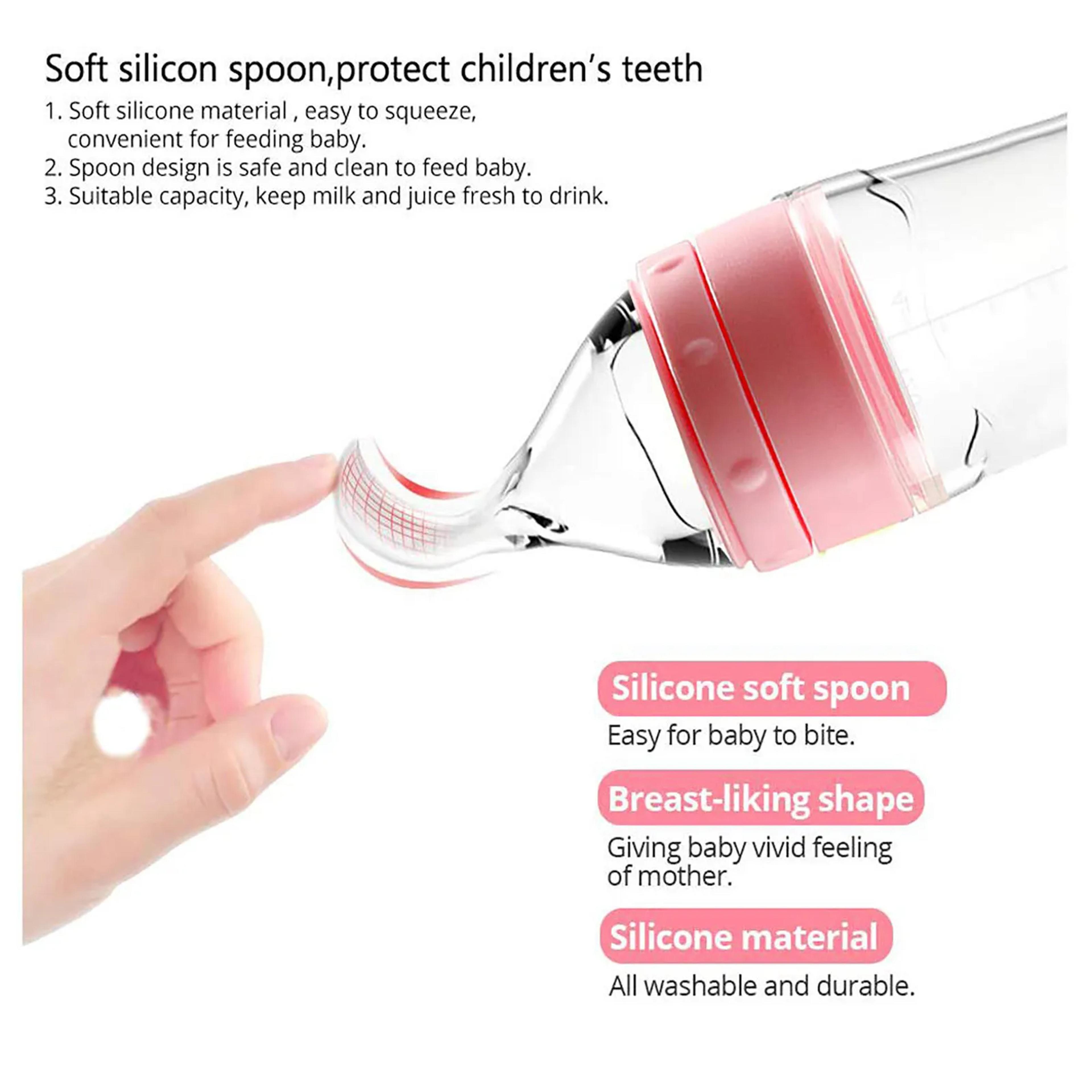 Depressible Silicone Bottle Feeding Safe Baby Feeding Spoon Squeeze Training Feeder For Toddlers 3