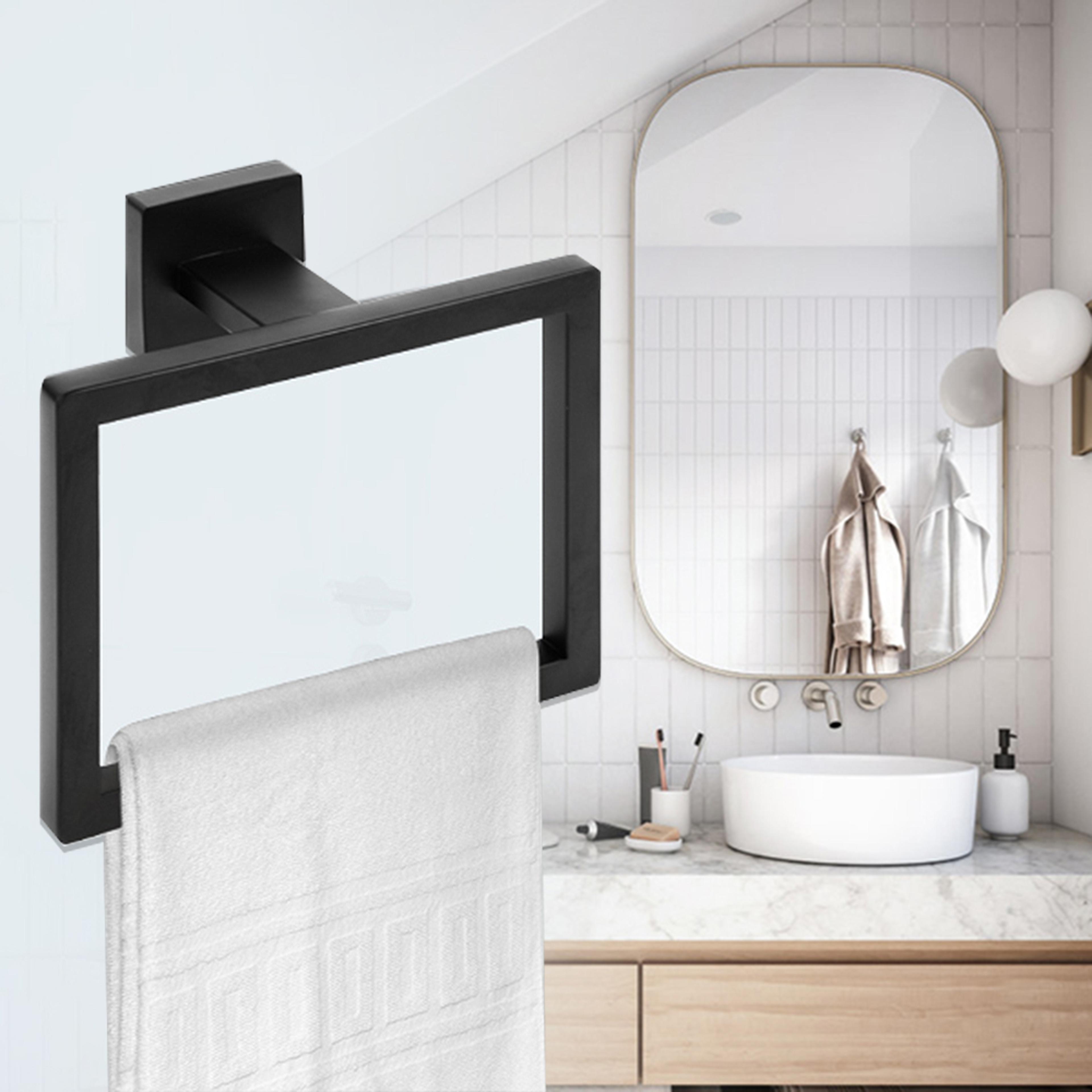 Modern Square Towel Hanger Stainless Steel Towel Ring Hand Towel Holder For Bathroom Storage 0