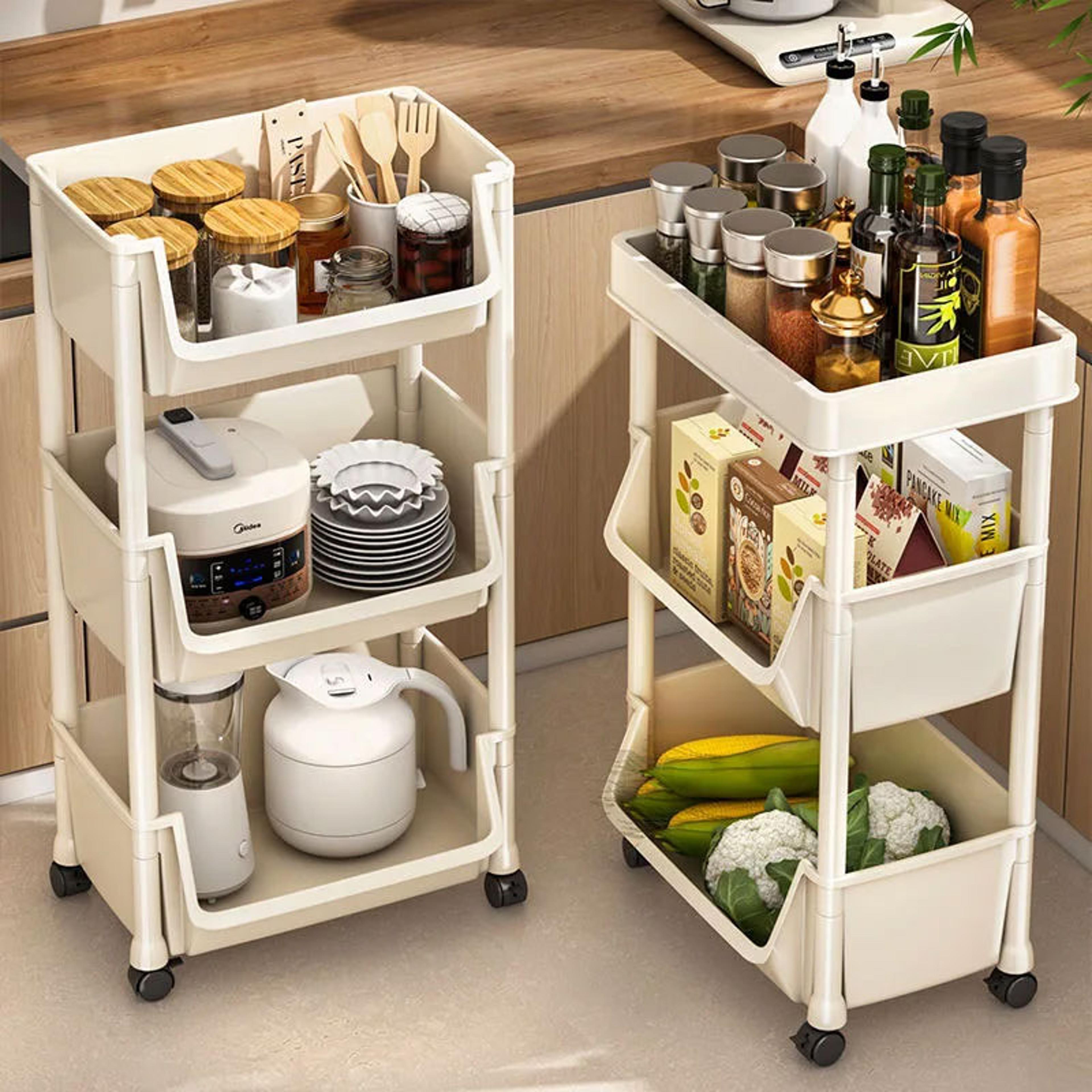 Multi Tier Storage Rack Narrow Corner Kitchen Trolley Organizer Mobile Storage Cart For Home And Of 0