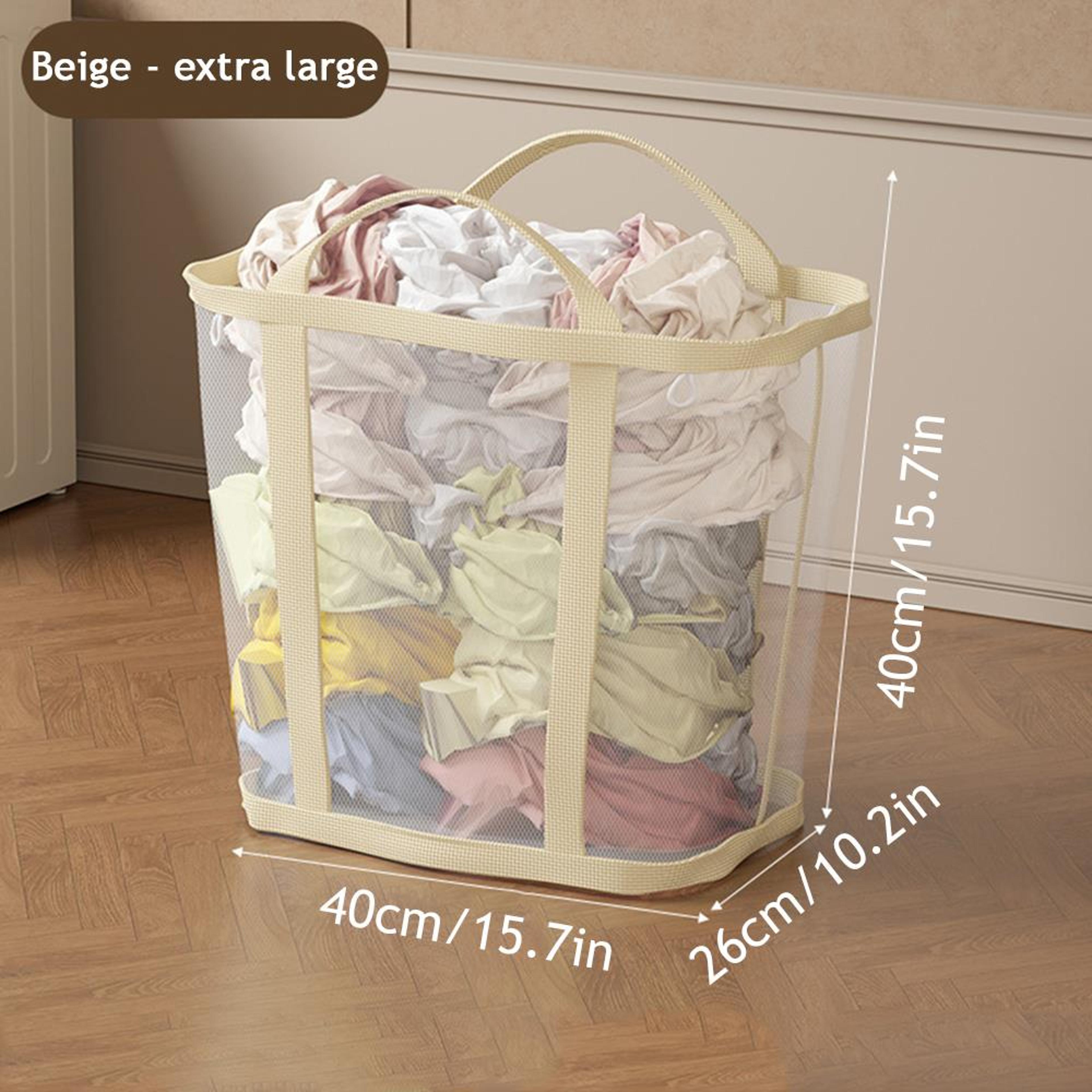 Folding Laundry Basket With Handle For Clothes Toys Storage And Bathroom Organization 7