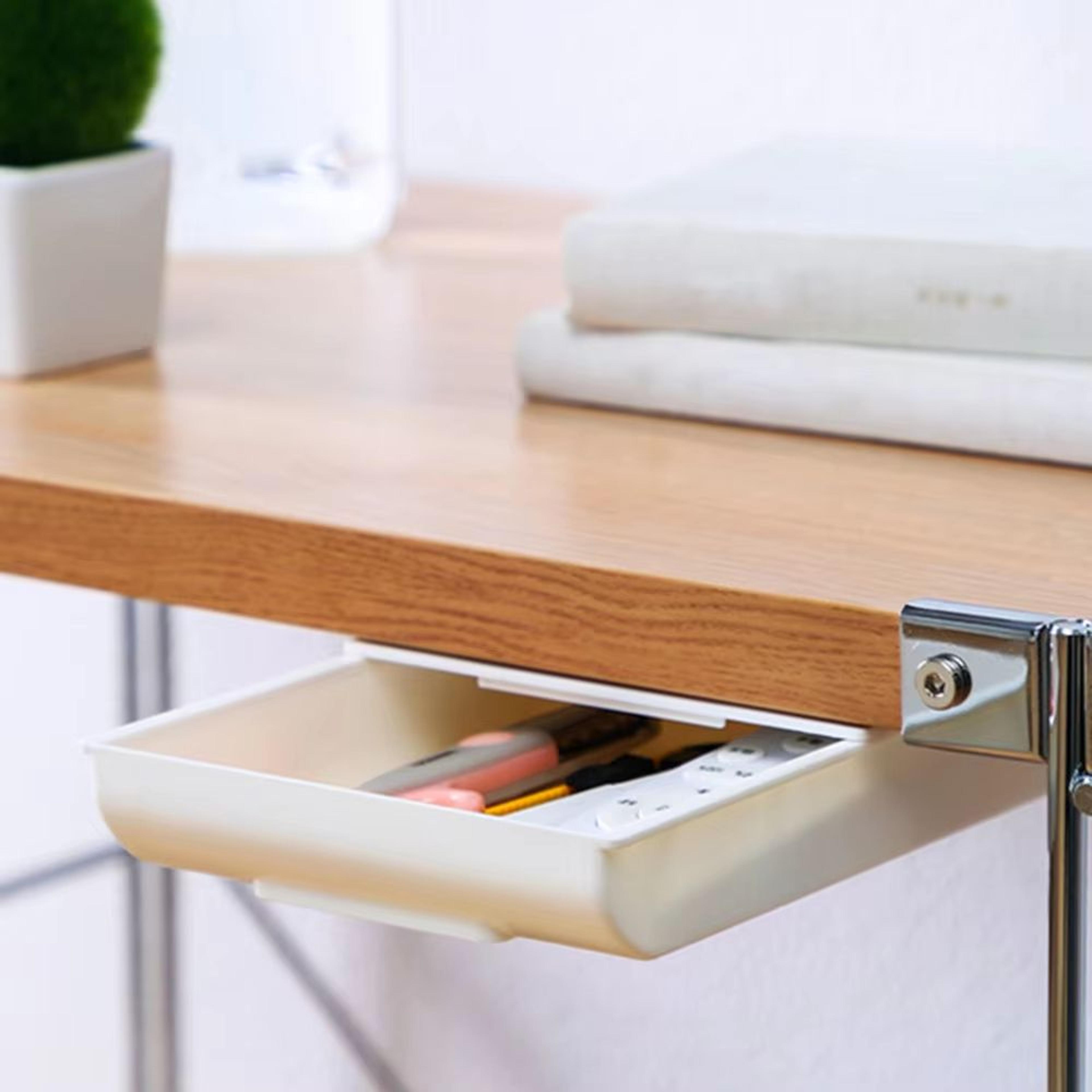 Self Stick Pencil Tray Desk Storage Rack Under Desk Organizer Box SelfAdhesive Drawer Stand For Hom 0