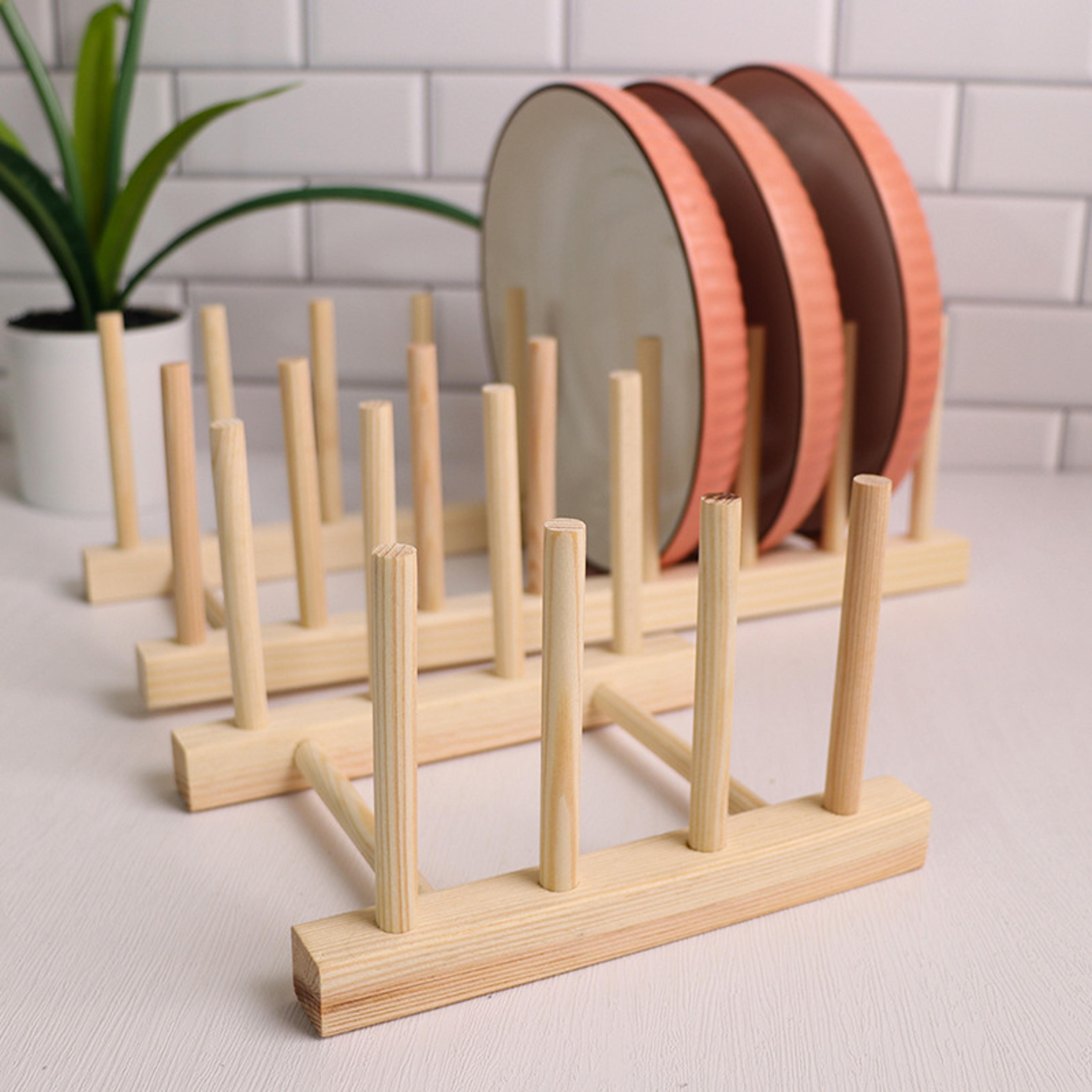 Wooden Kitchen Organizer Pot Lid Holder Plate Storage Rack And Multifunction Shelf For Cups Cutting 2