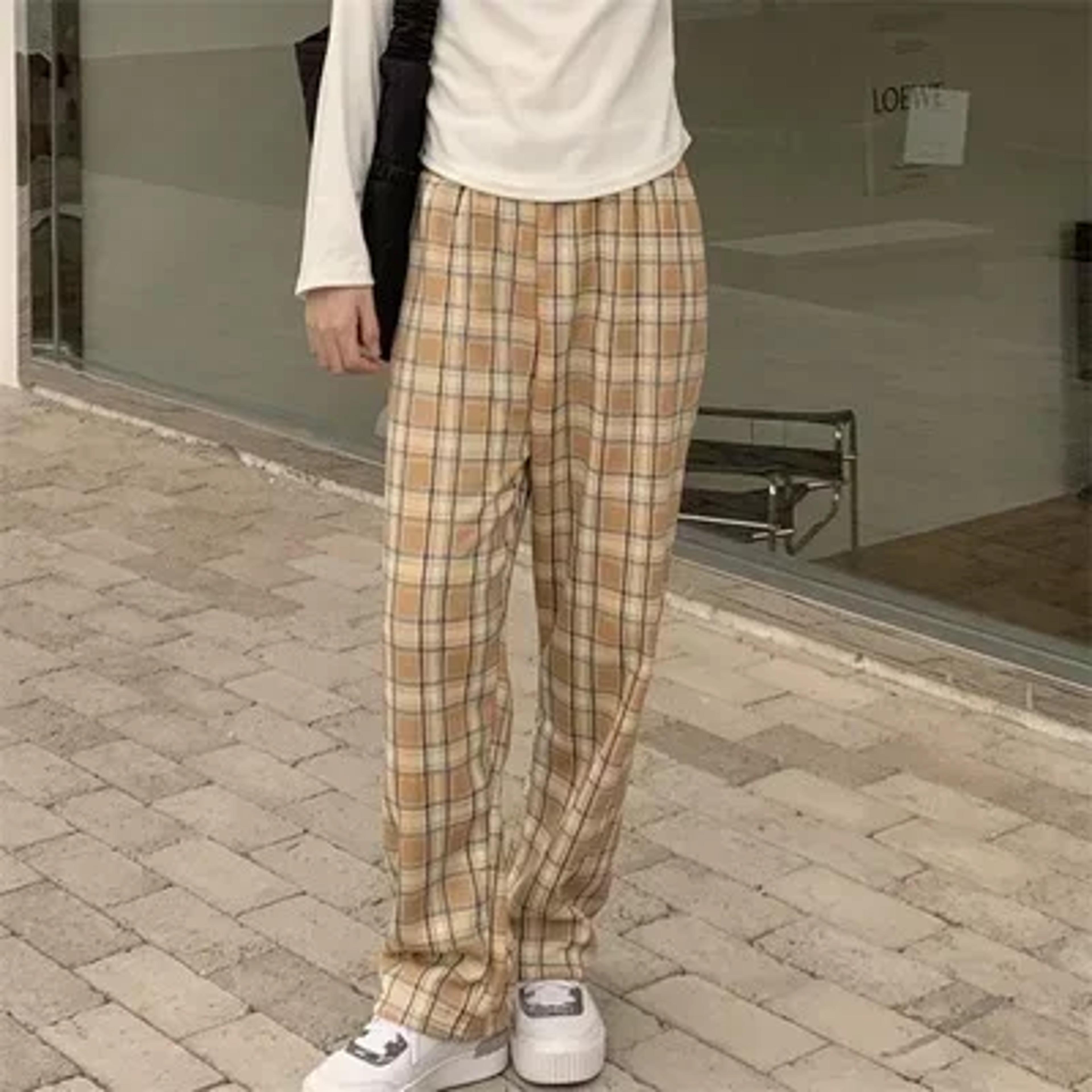 Fashion Warm Plush Pants Cashmere Thick Plaid Ladies Winter Casual Loose Widelegged Pants For Stree 14
