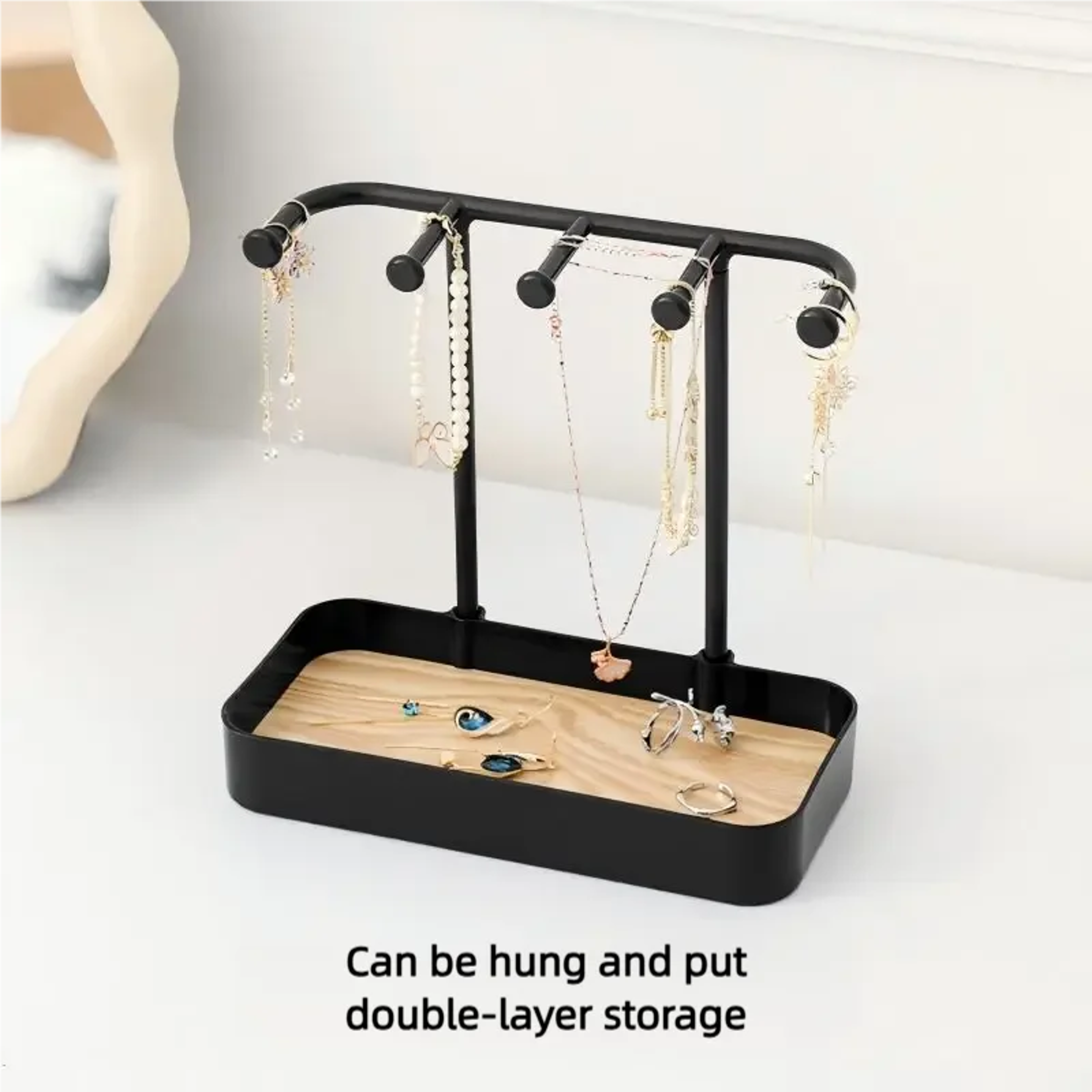 Fashion Jewelry Display Rack For Earrings Necklaces Rings Bracelets Black And White Jewelry Storage 3