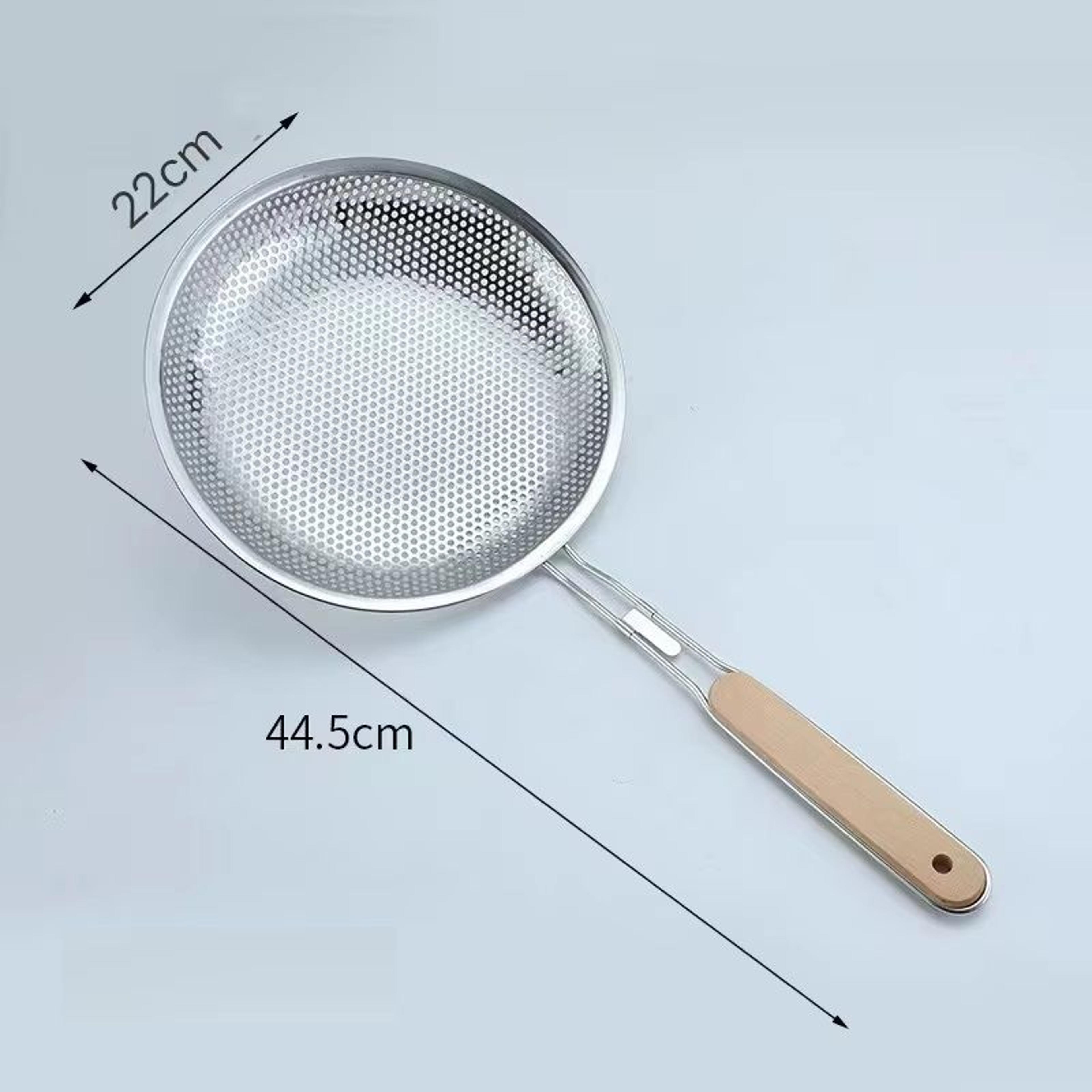 Stainless Steel Skimmer Wooden Handle Fine Mesh Perforated Filter Kitchen Tool For Hot Pot And Grea 7