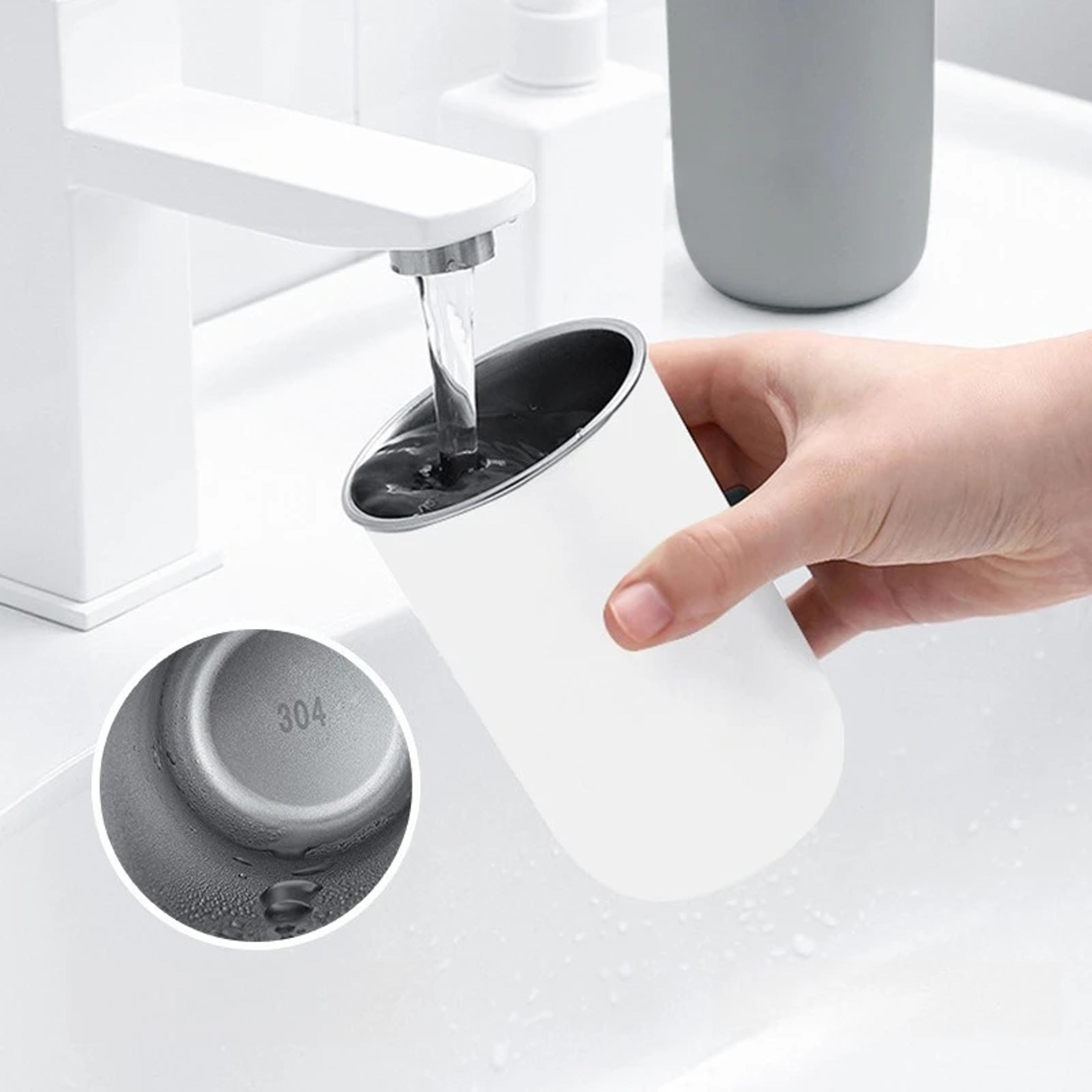 Magnetic Mouthwash Cup Stainless Steel Tooth Brushing Cup Large Capacity Wall Mounted No Punching H 3