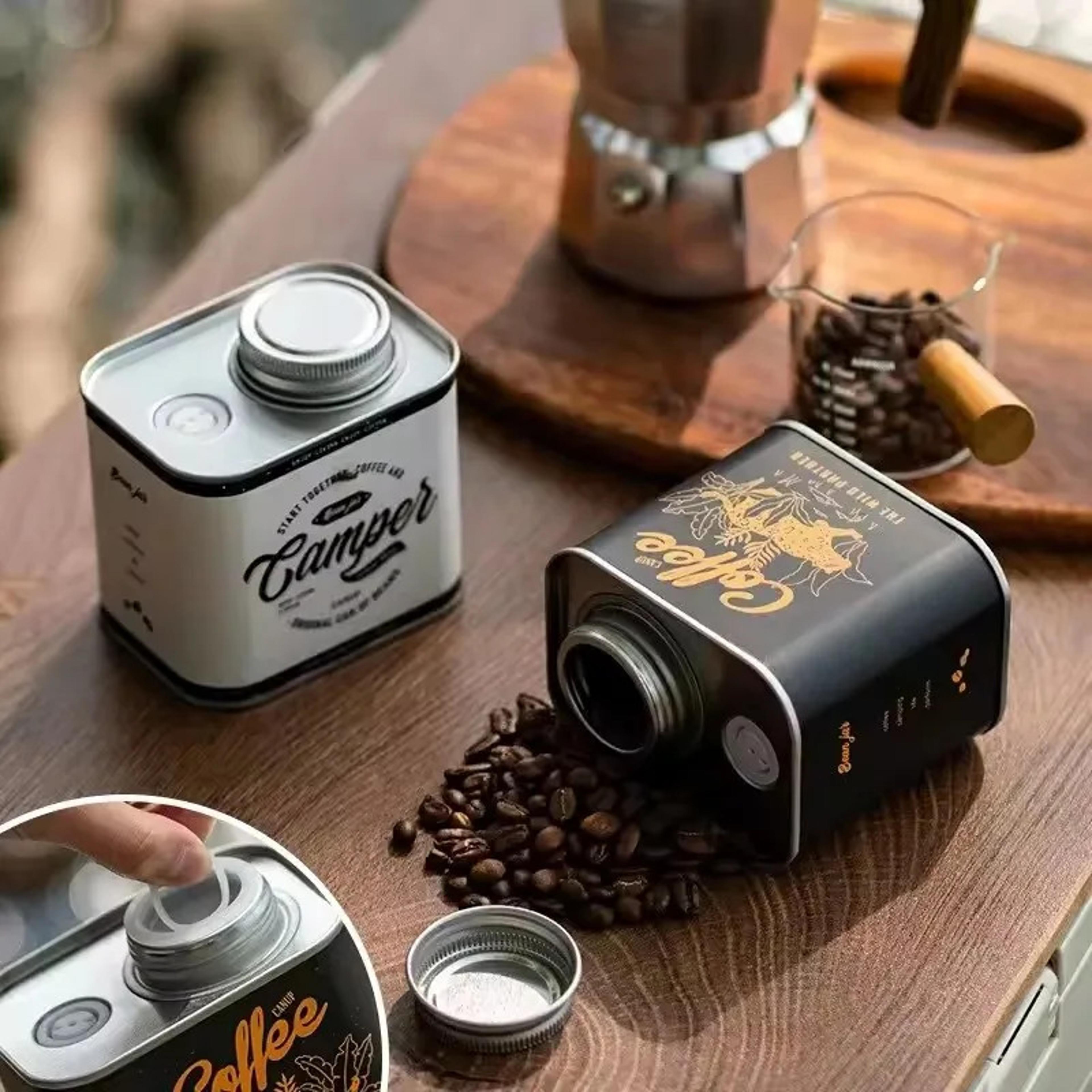 household kitchen storage jar, sealed coffee bean moisture proof jar, outdoor camping fresh keeping coffee jar