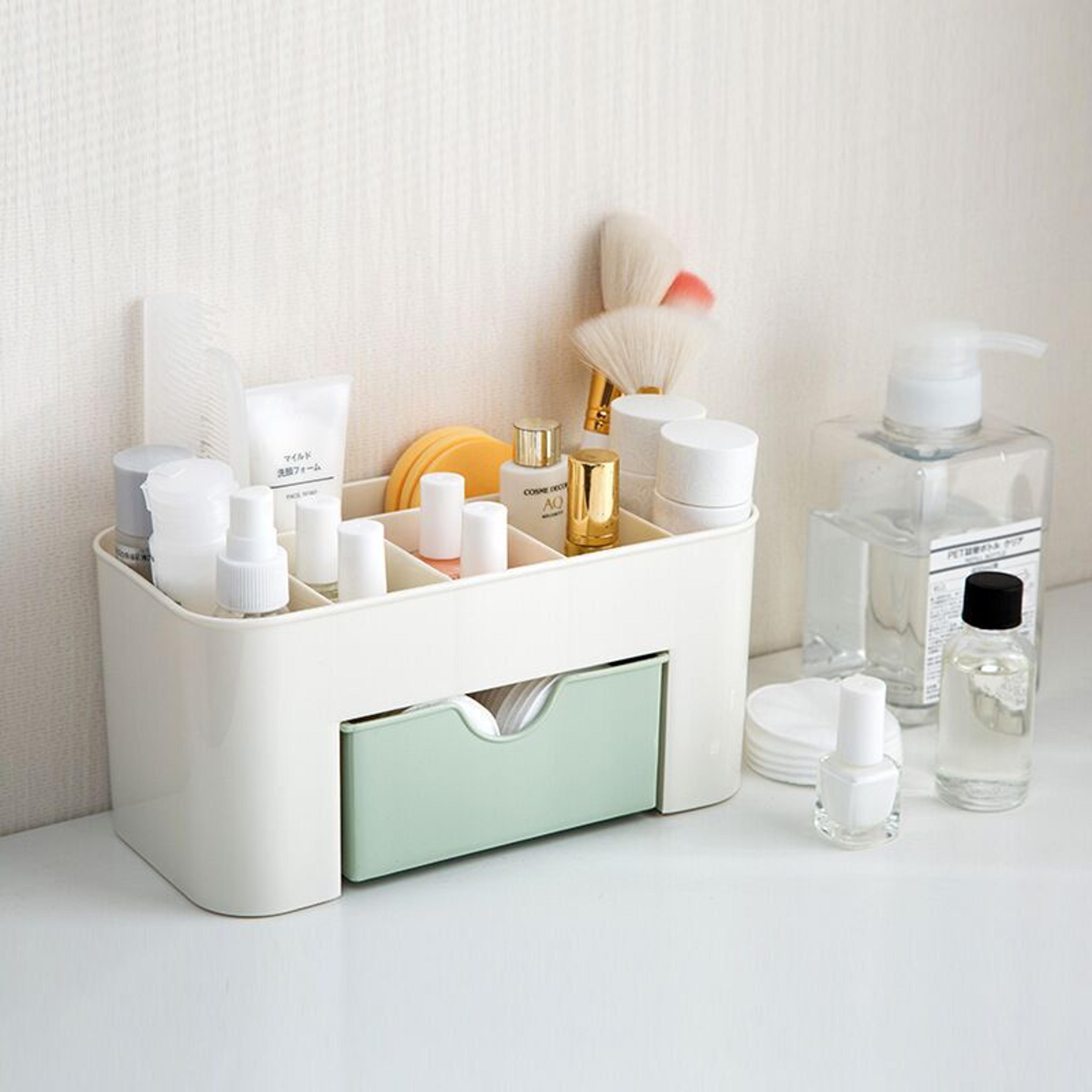 Makeup Organizer Storage Box With Drawer Acrylic Plastic Lipstick Organizer Brush Holder Cotton Swa 1