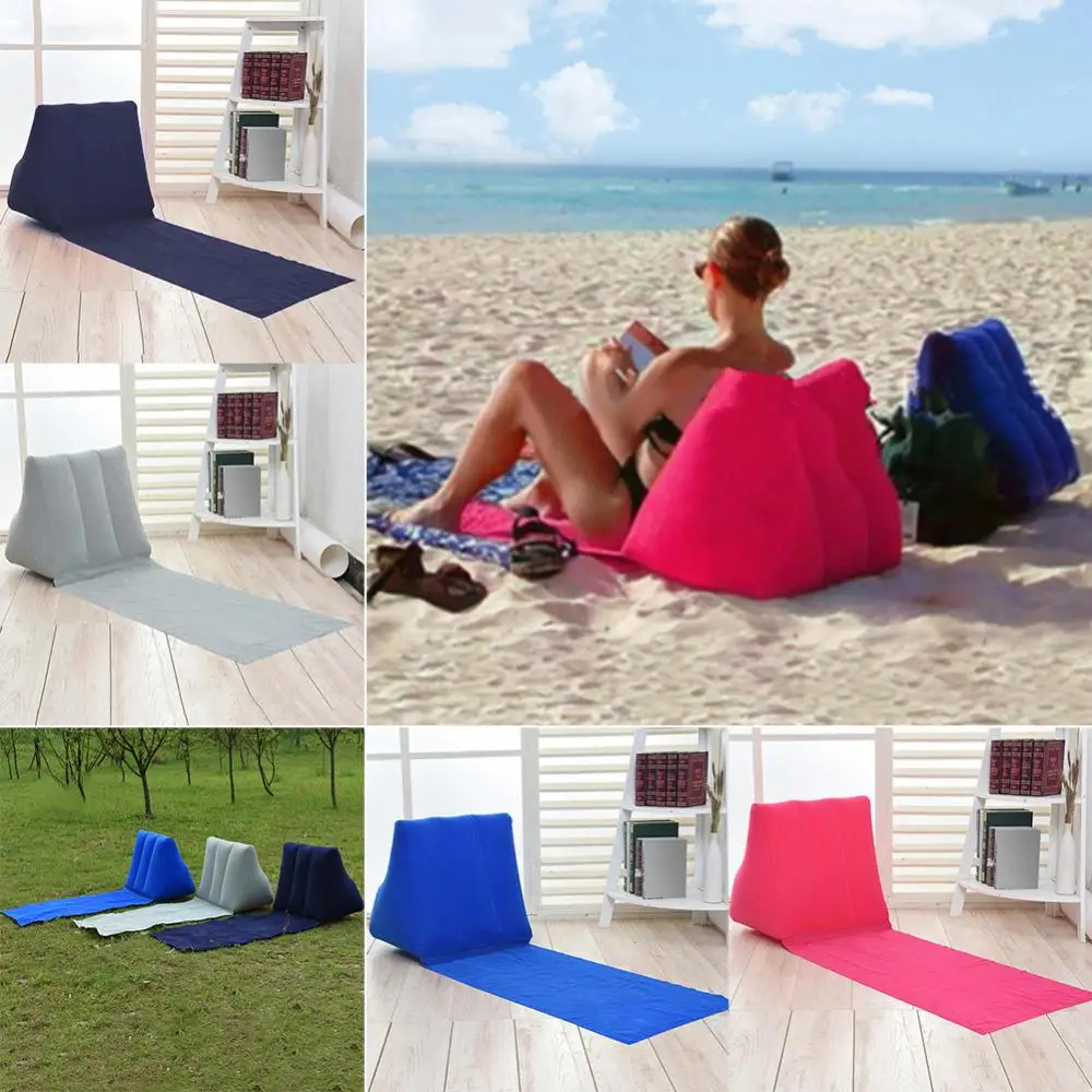 Inflatable Wedge Pillow With Mat PVC Flocking Travel Back Support Triangle Cushion Beach Pillow 1