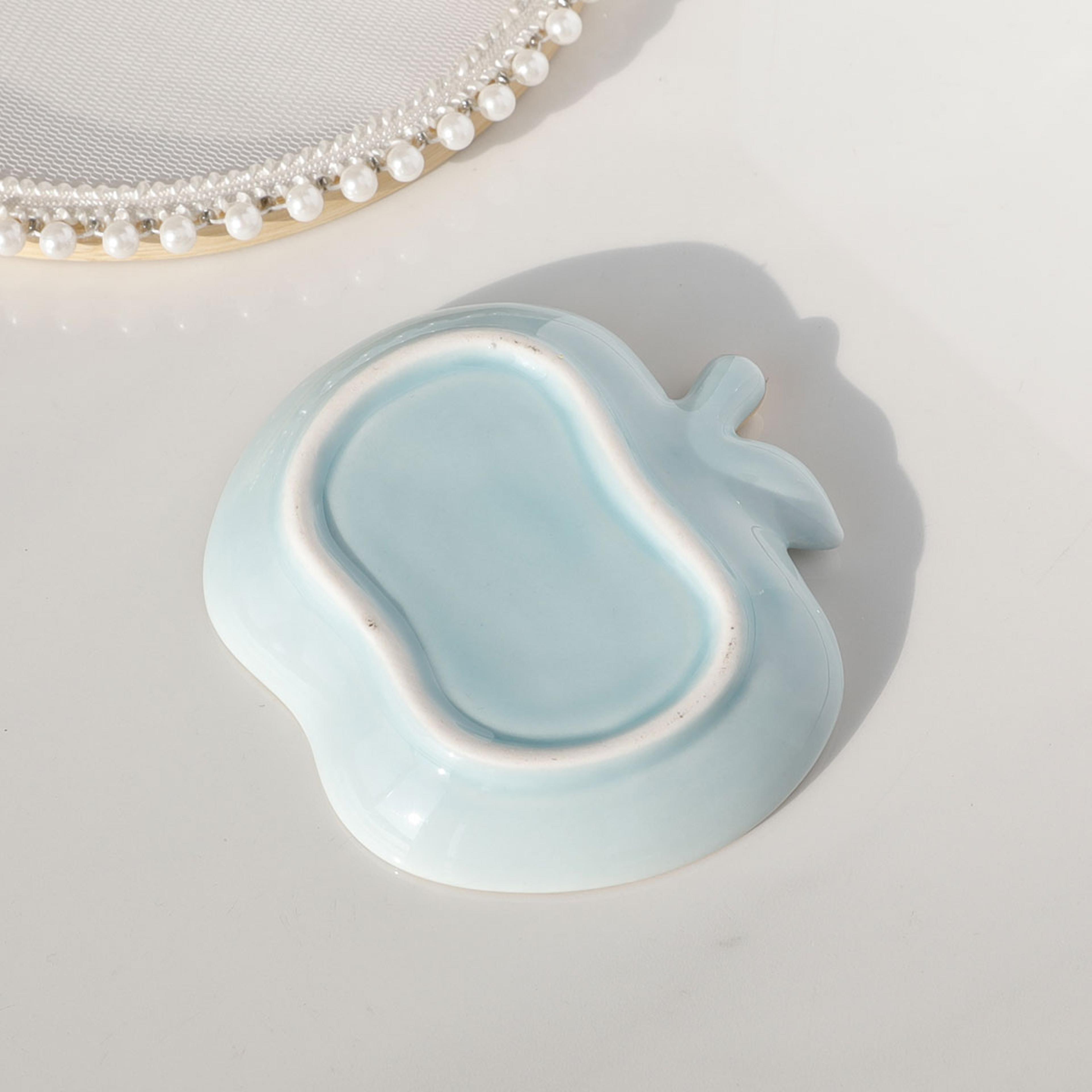 1pc Ceramic Apple Plate Jewelry Tray Ceramic Dish Ring And Necklace Holder For Home Decor 2