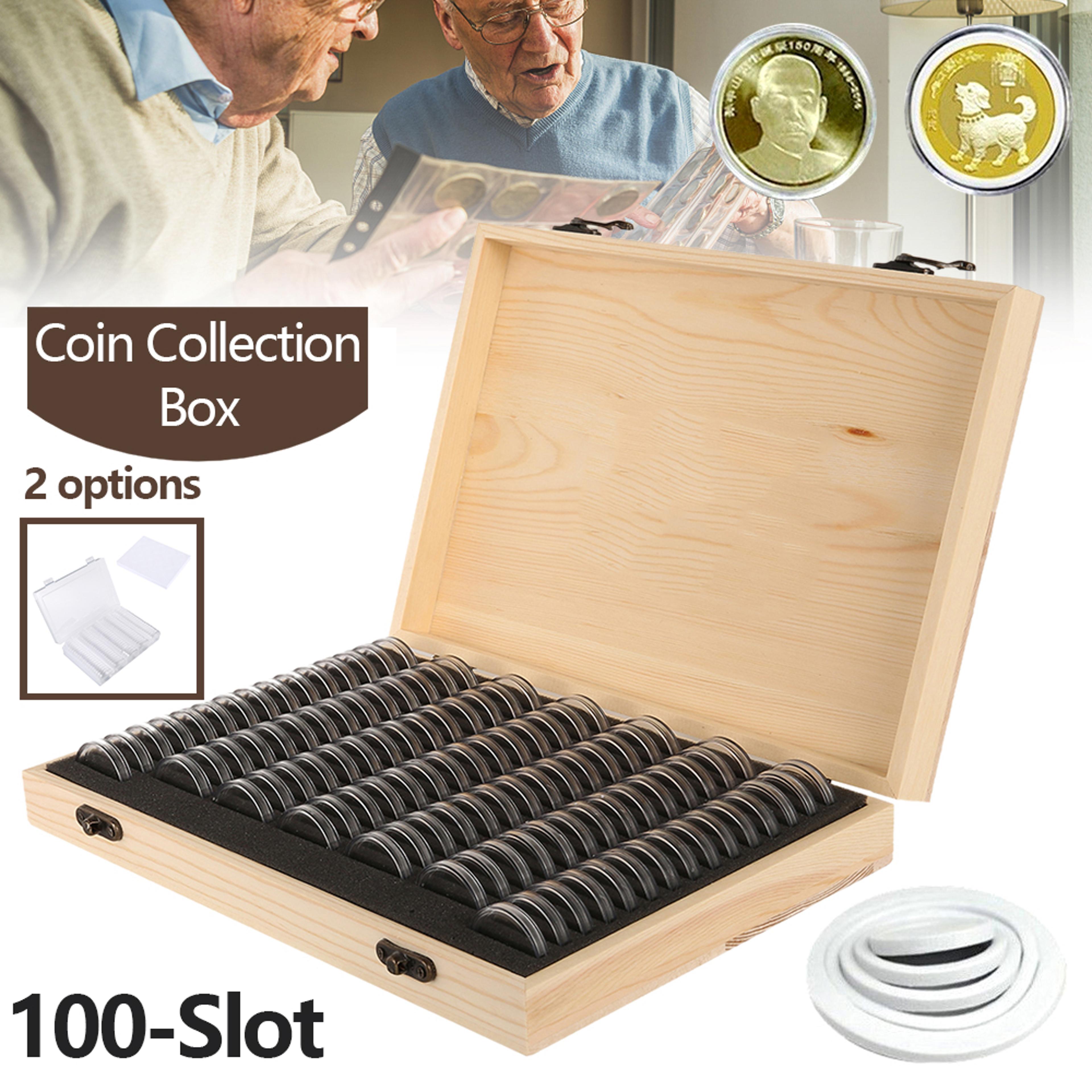 Clear Coin Capsule Universal Coin Storage Box With Adjustment Pad Adjustable Wooden Commemorative C 1