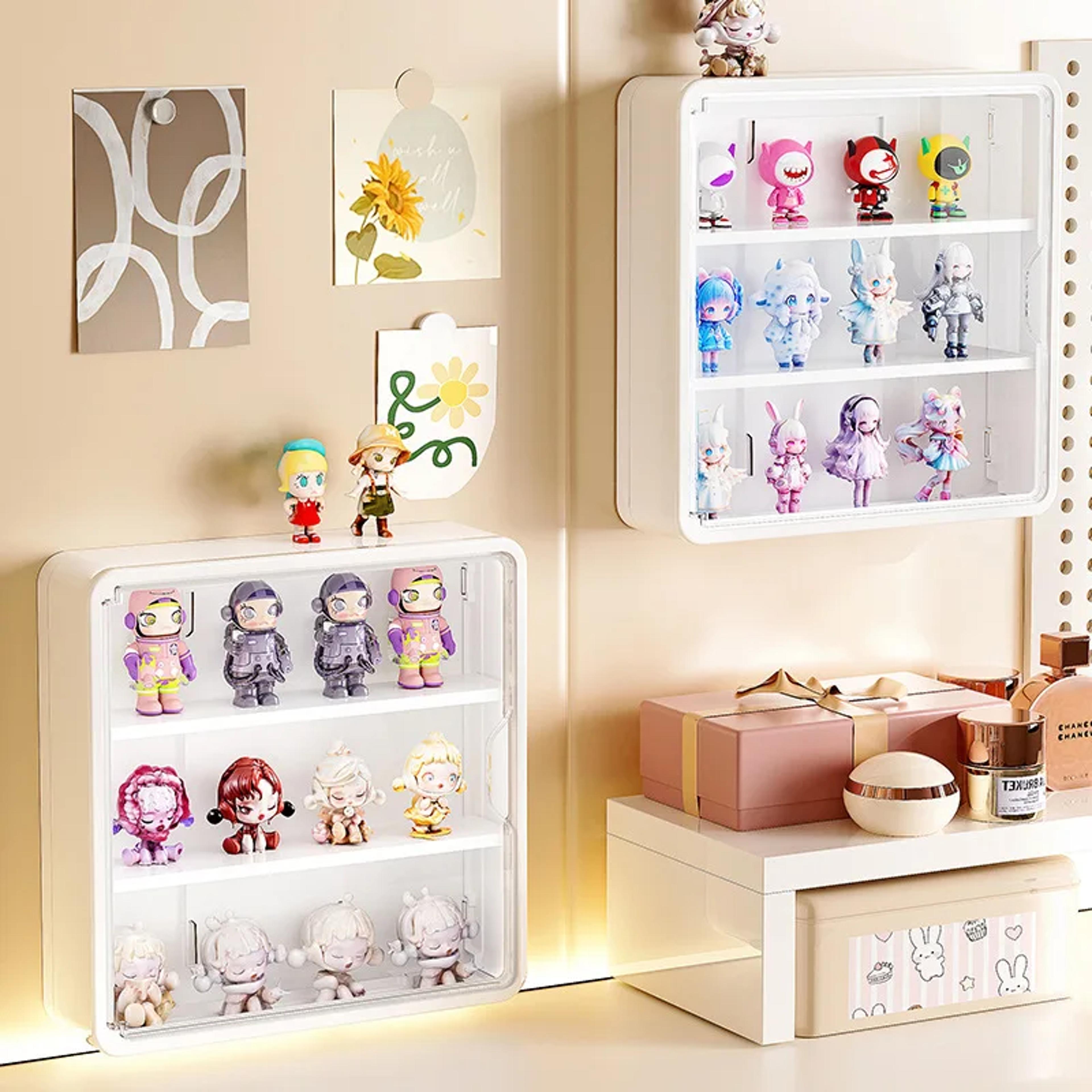 wall mounted doll blind box storage rack, figurine display cabinet, dustproof doll display organizer, handheld box figur